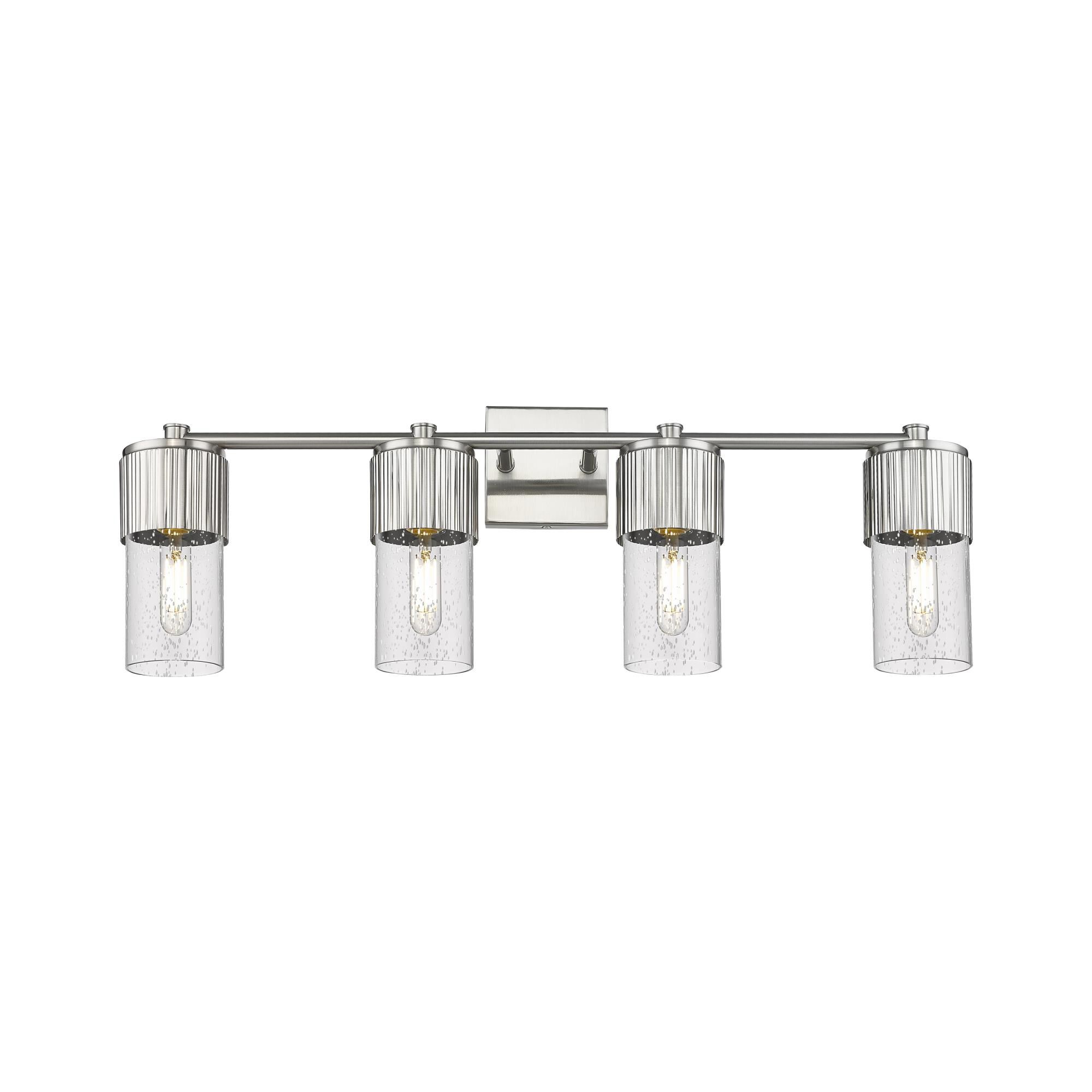 Shown in Satin Nickel finish and Seedy glass