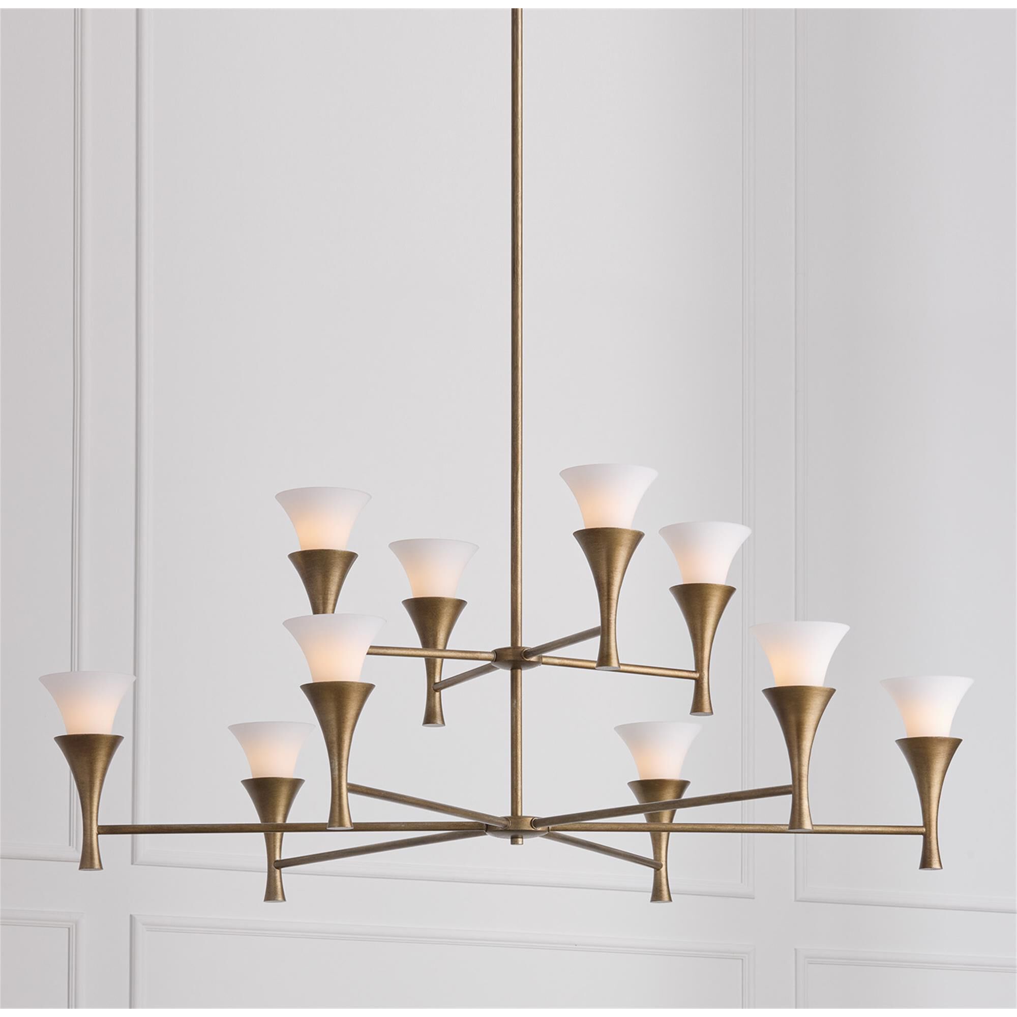 Shown in Mystic Luster finish and Soft White glass