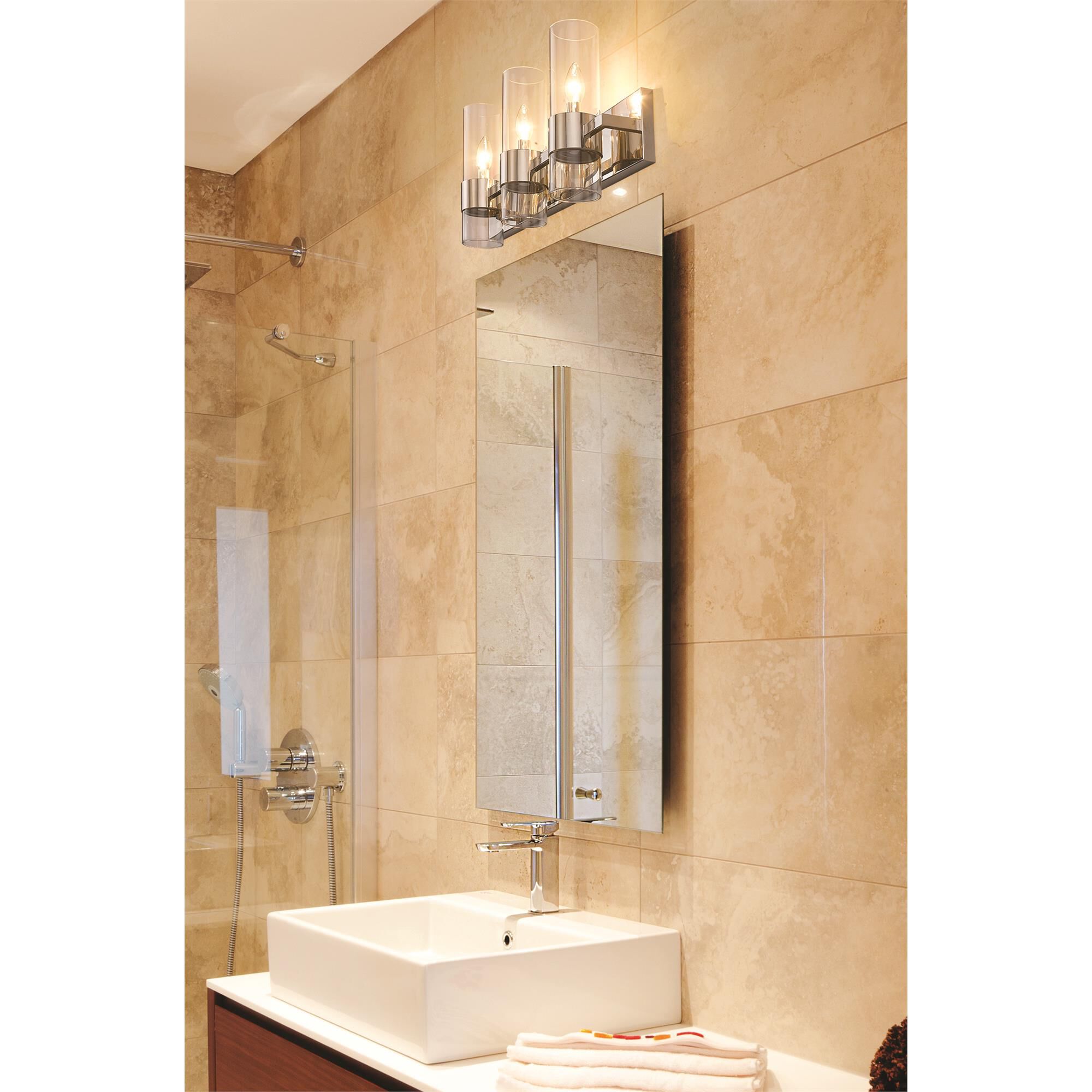 Shown in Polished Nickel finish and Clear glass and Clear shade