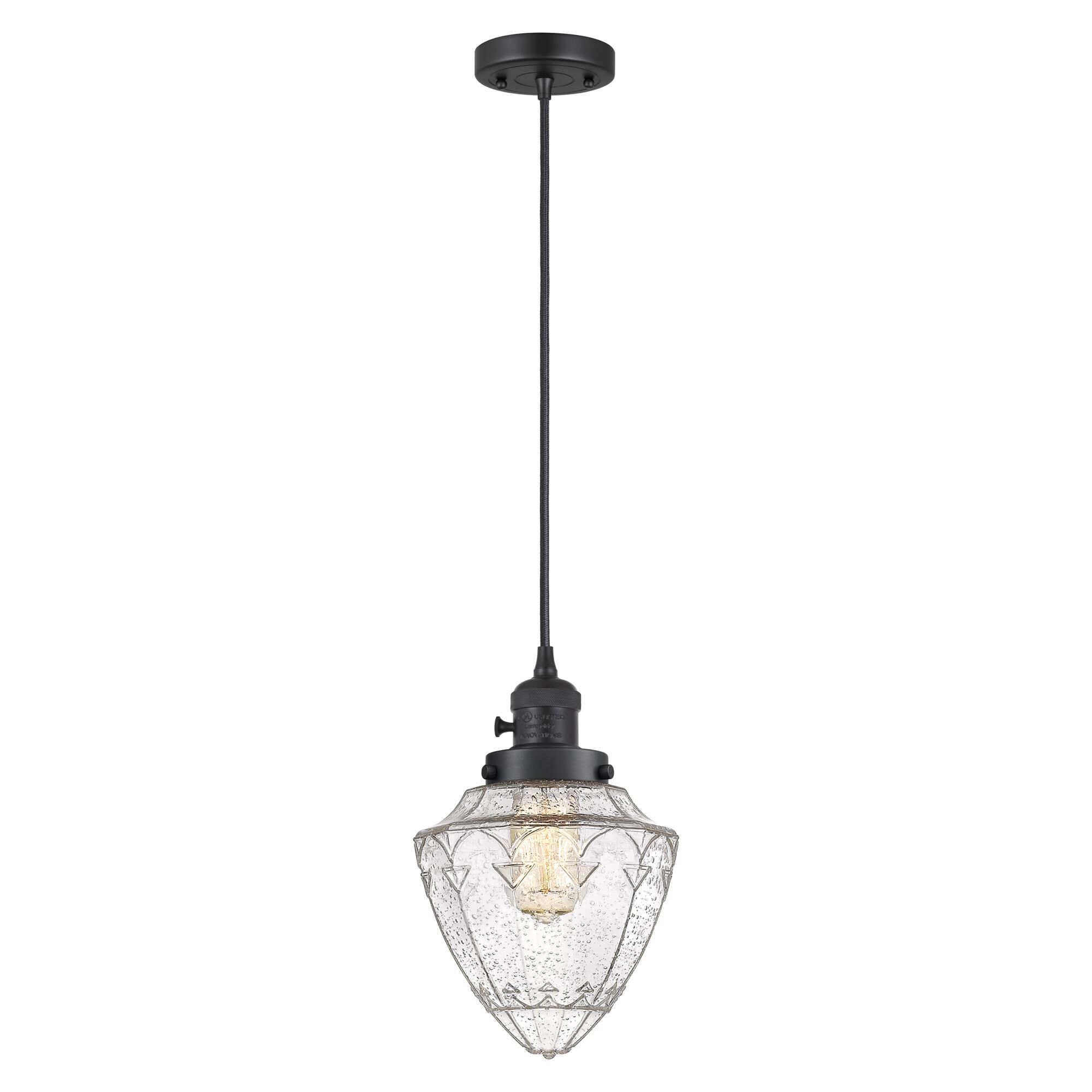 Shown in Matte Black finish and Seedy Small Bullet glass