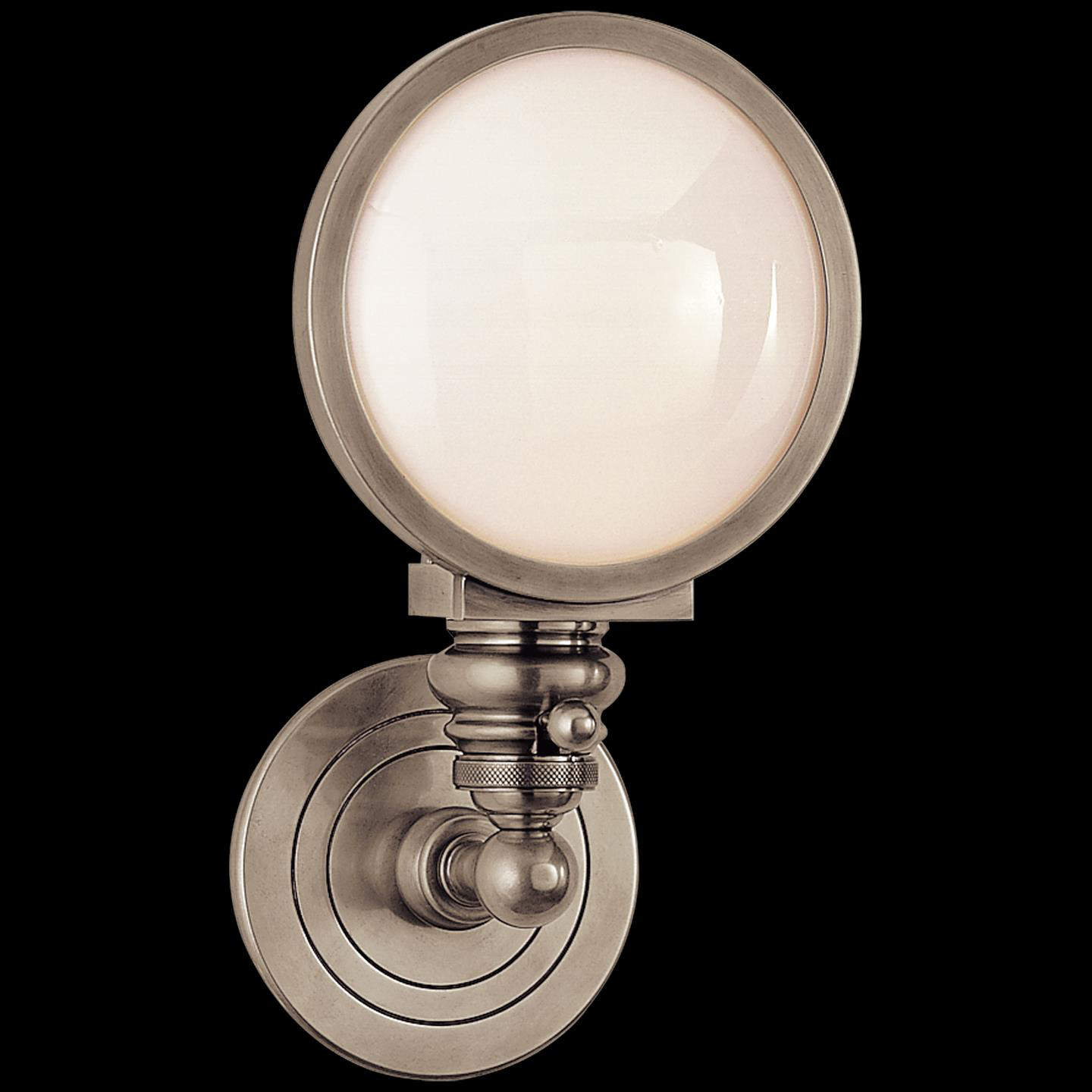 Shown in Antique Nickel finish and White glass