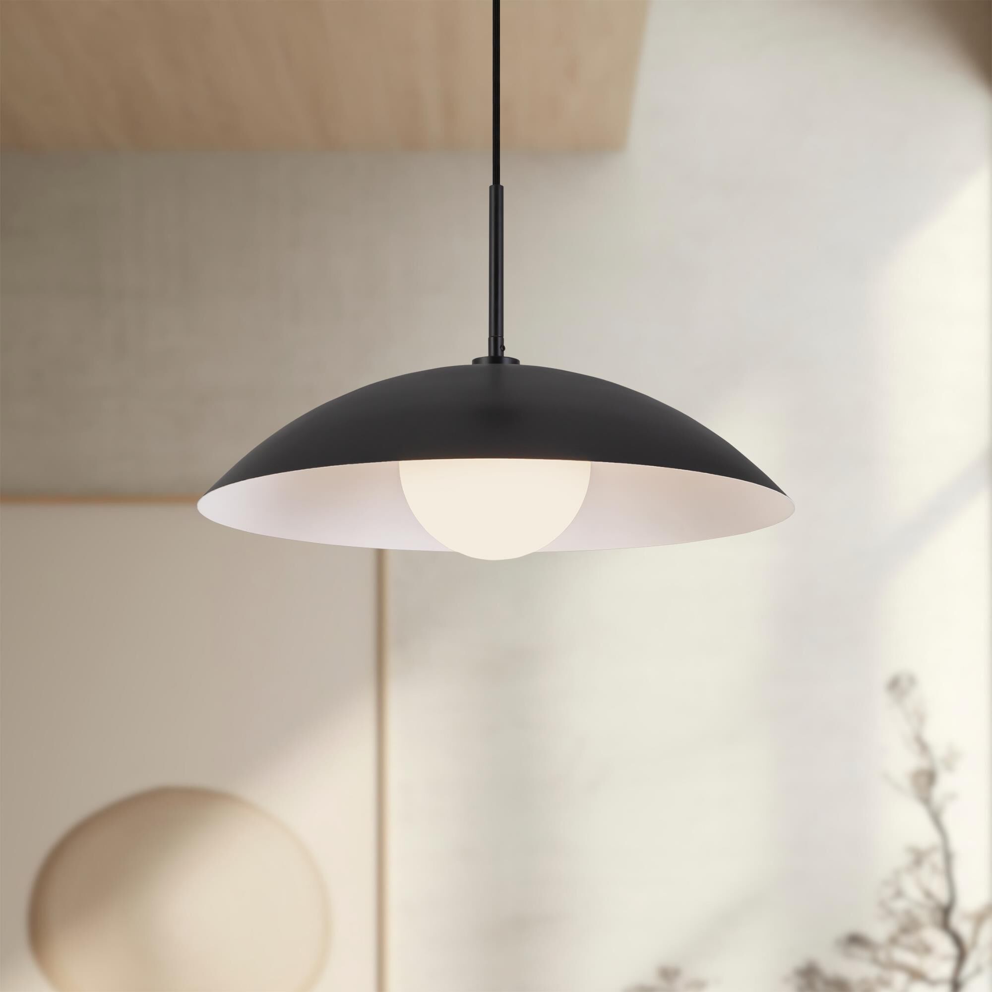 Shown in Black finish and Opal glass