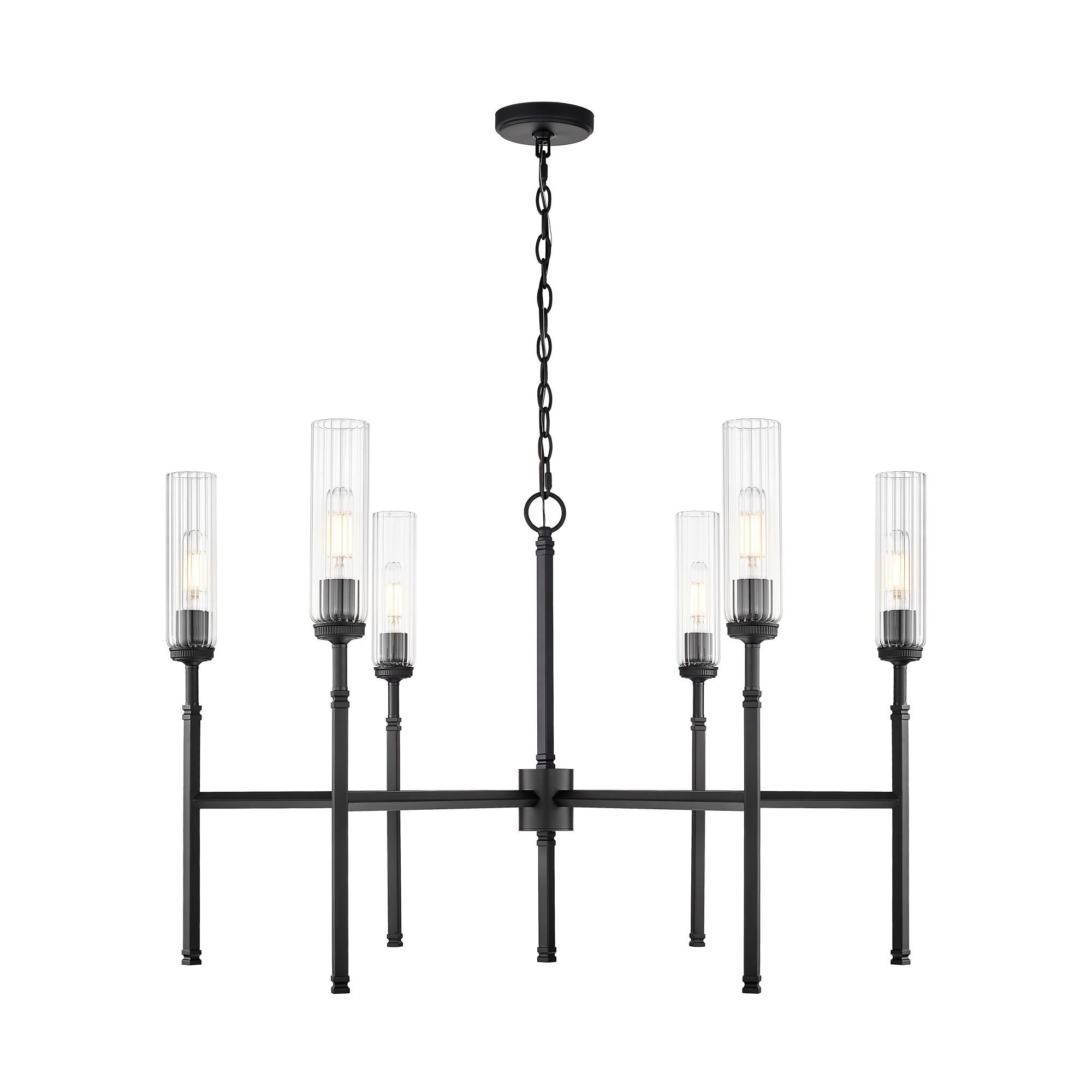 Shown in Matte Black finish and Clear glass