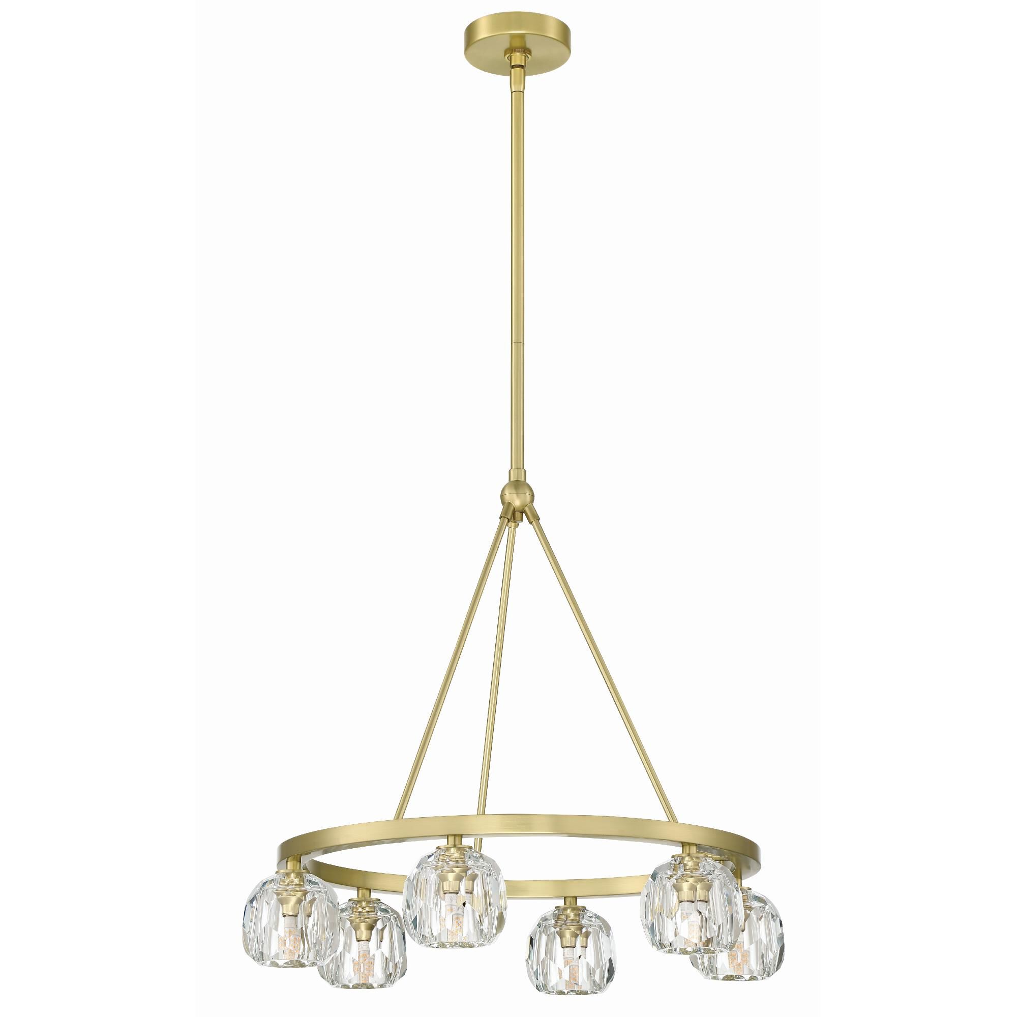 Shown in Soft Brass finish and Faceted Cut crystal and Crystal glass and Crystal shade