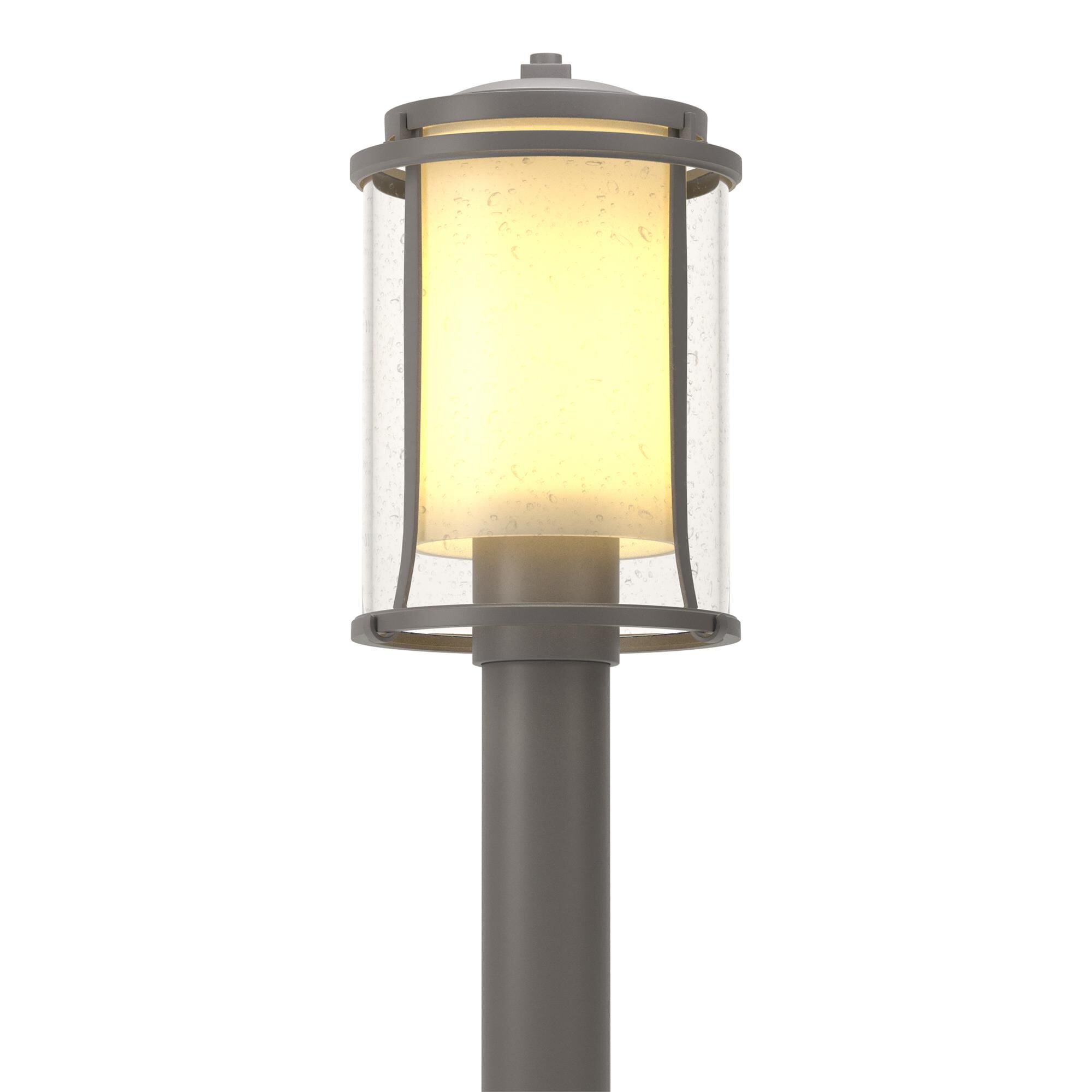 Shown in Coastal Burnished Steel finish and Opal And Seeded glass
