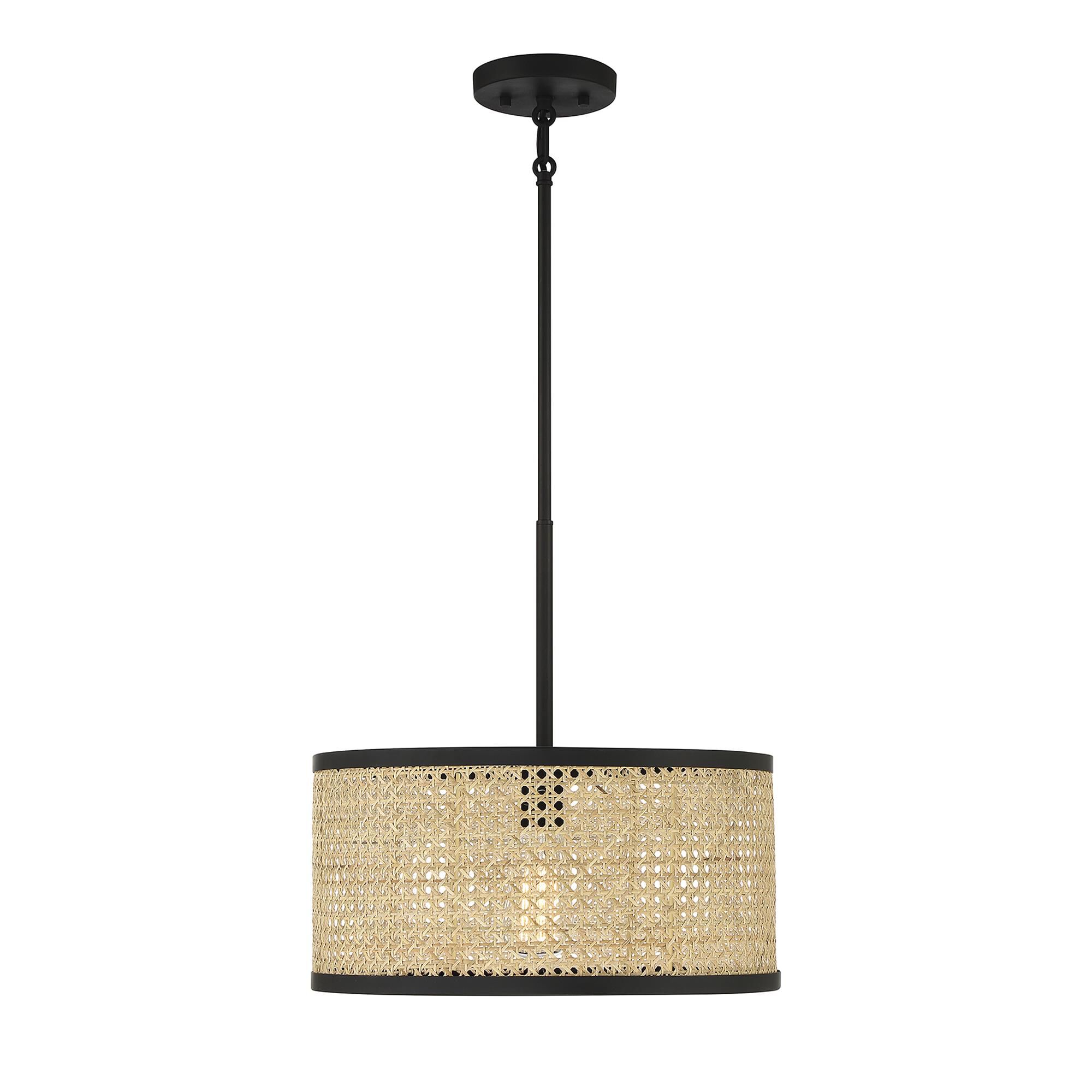 Shown in Natural Cane with Matte Black finish and Natural Cane shade