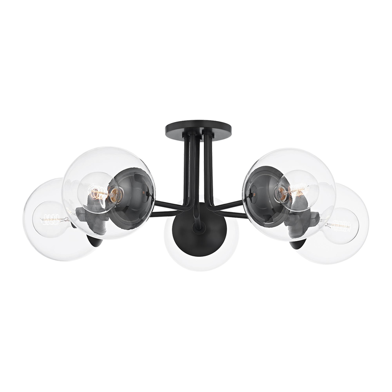 Meadow 30 Inch 5 Light Semi Flush Mount by Mitzi