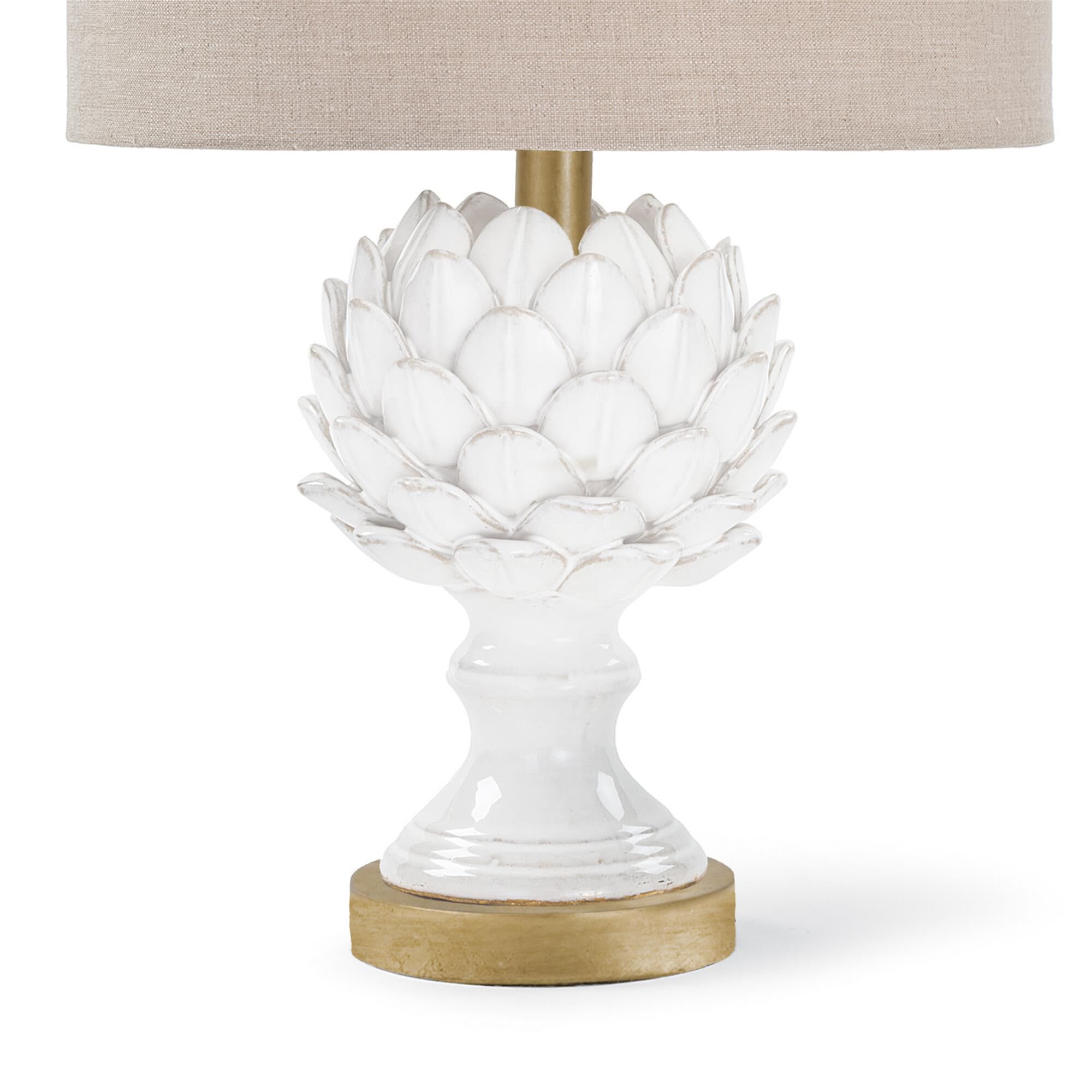 Shown in White finish and Linen shade