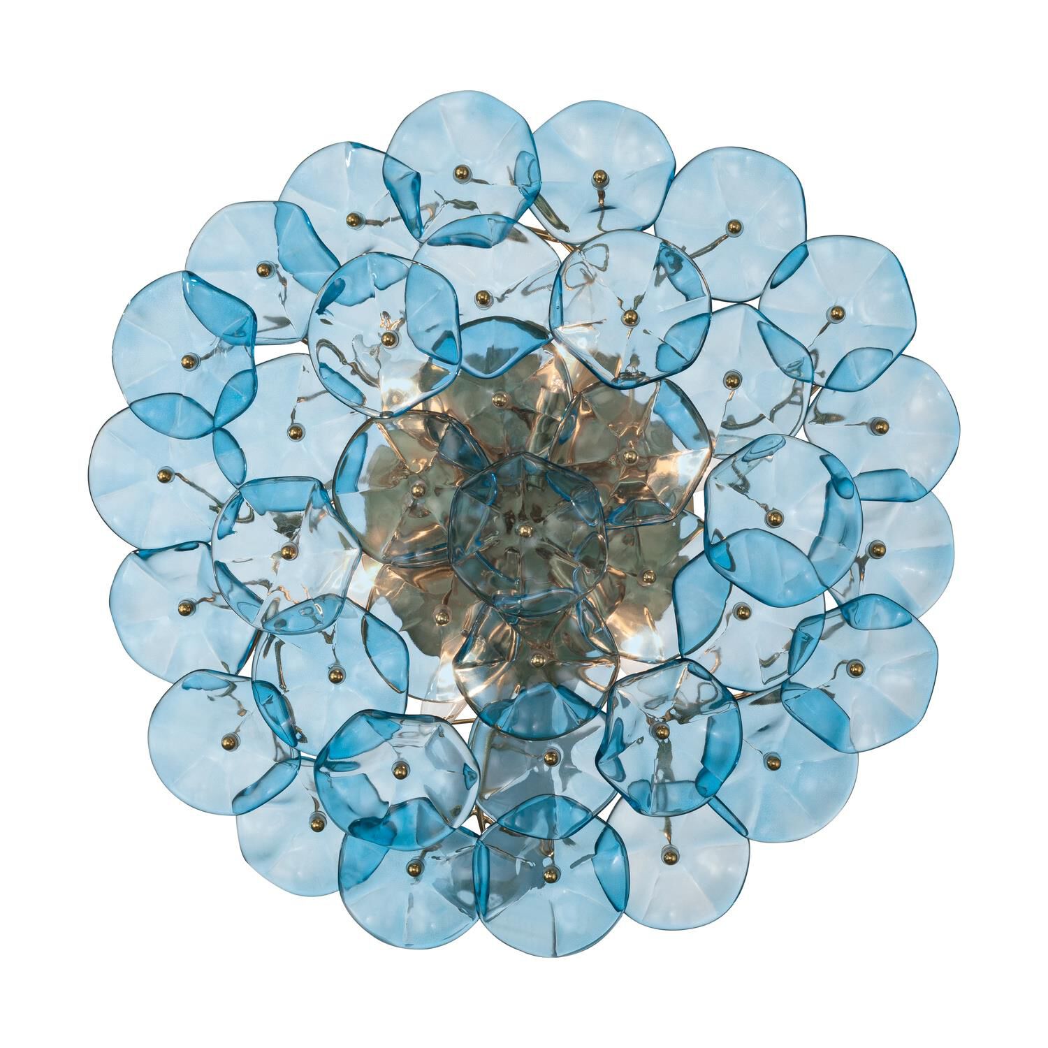 Shown in Aged Brass finish and Floral Glass Petals crystal