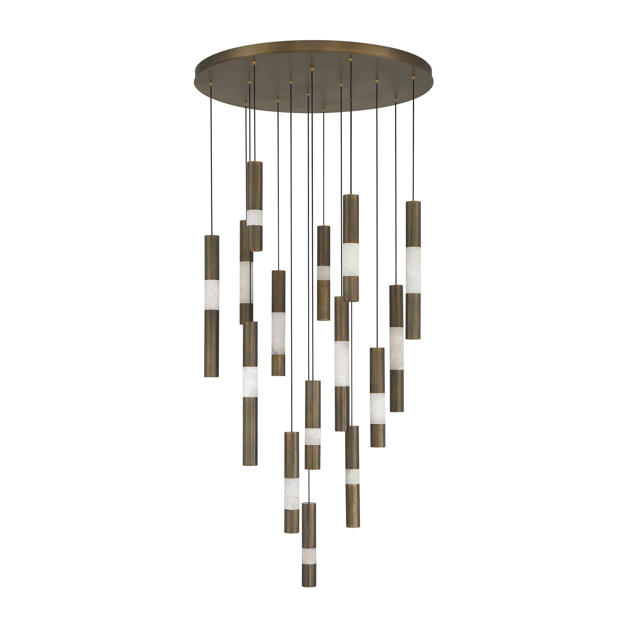 Shown in Weathered Brass finish and Alabaster glass