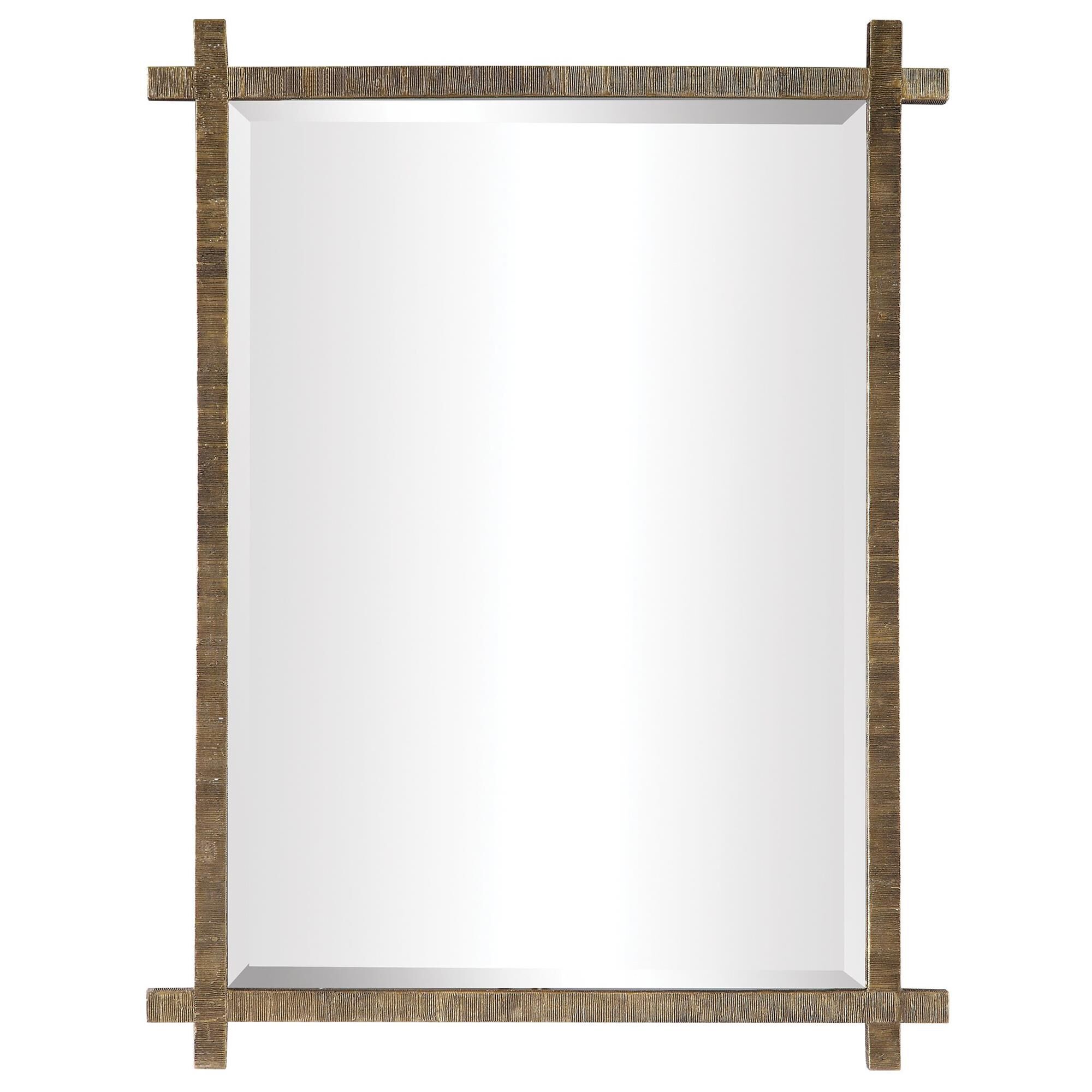 Shown in This Vanity Mirror Features An Antique Gold Finished Frame With Ribbed Texture, Adding A Tribal Feel finish