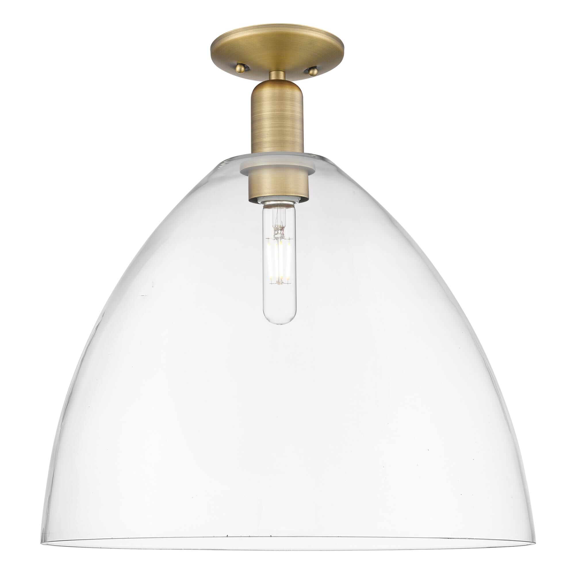 Shown in Brushed Brass finish and Clear glass