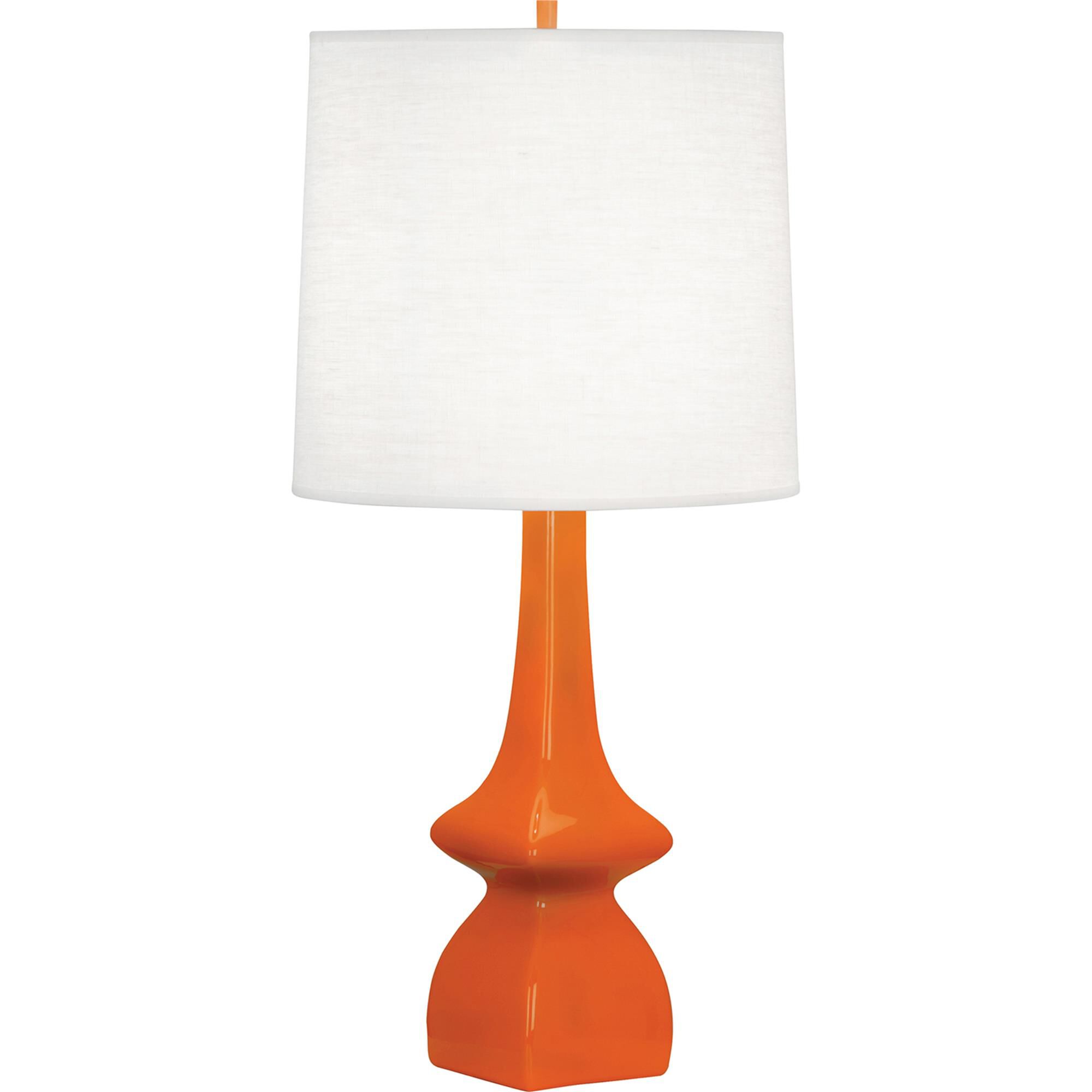 Shown in Pumpkin Glazed Ceramic finish and Oyster Linen shade