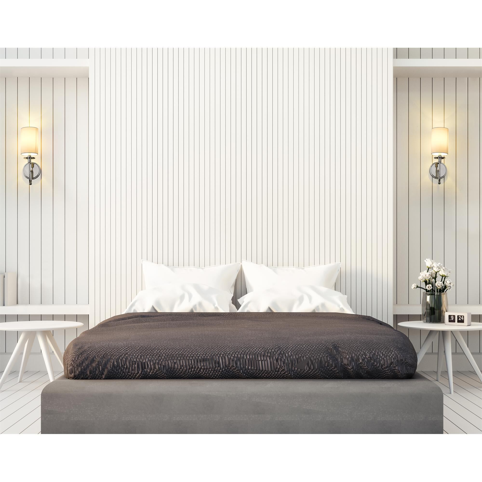 Shown in Polished Nickel finish and Fabric glass and Fabric shade