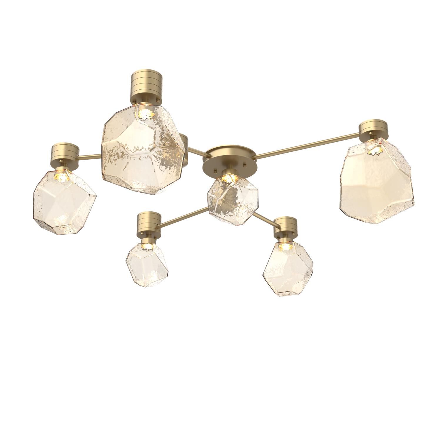 Shown in Gilded Brass finish and Amber glass