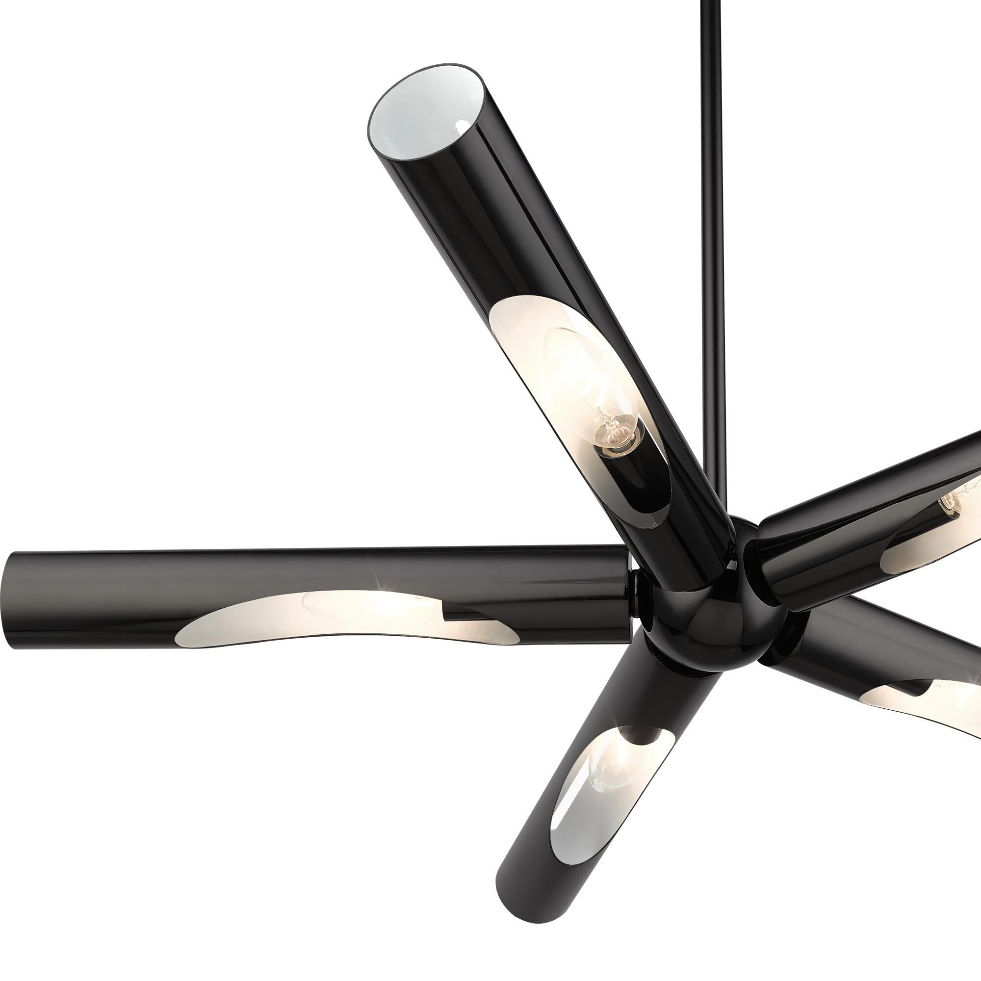 Shown in Black Chrome finish and Hand Welded Black Chrome shade