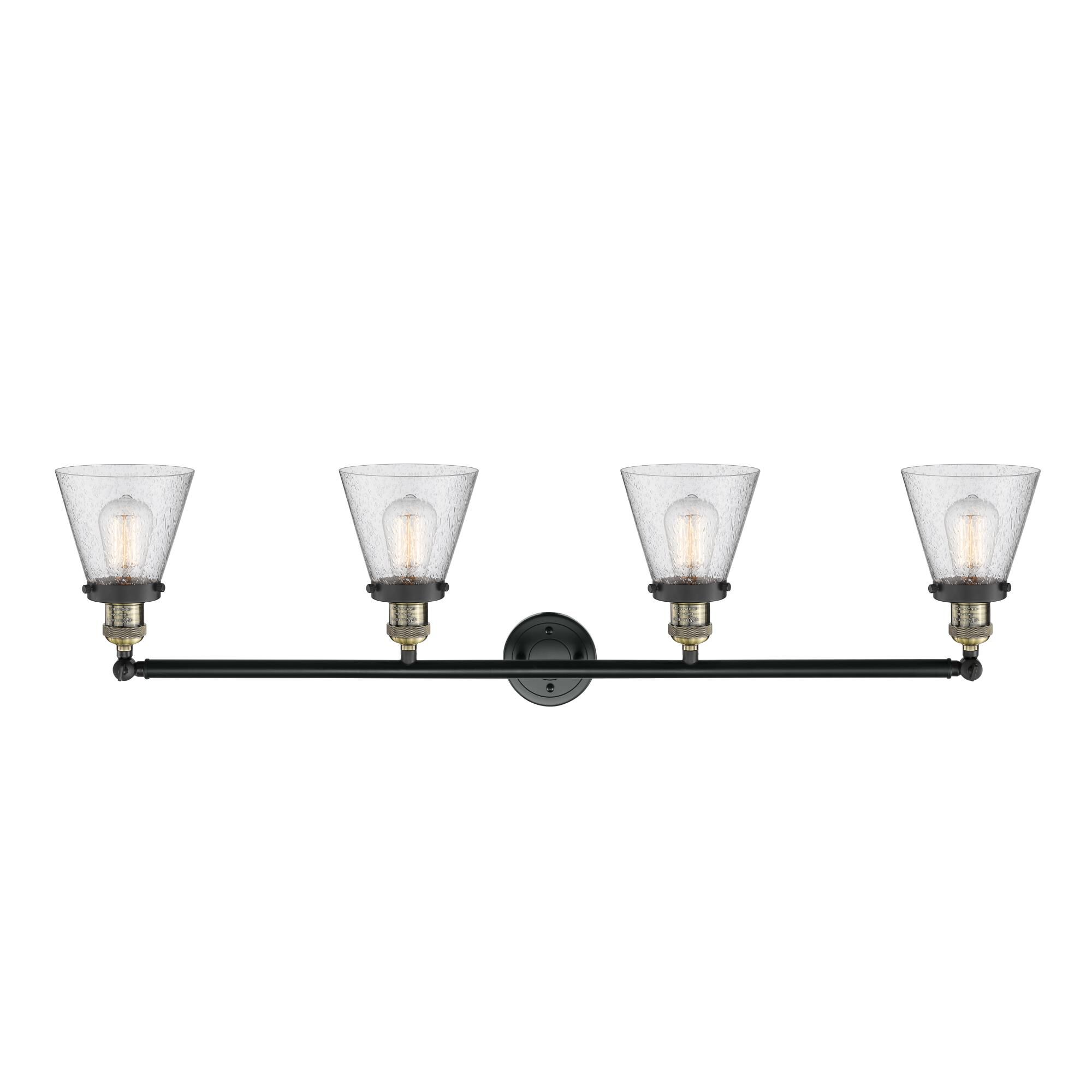 Shown in Black Antique Brass finish and Seedy glass