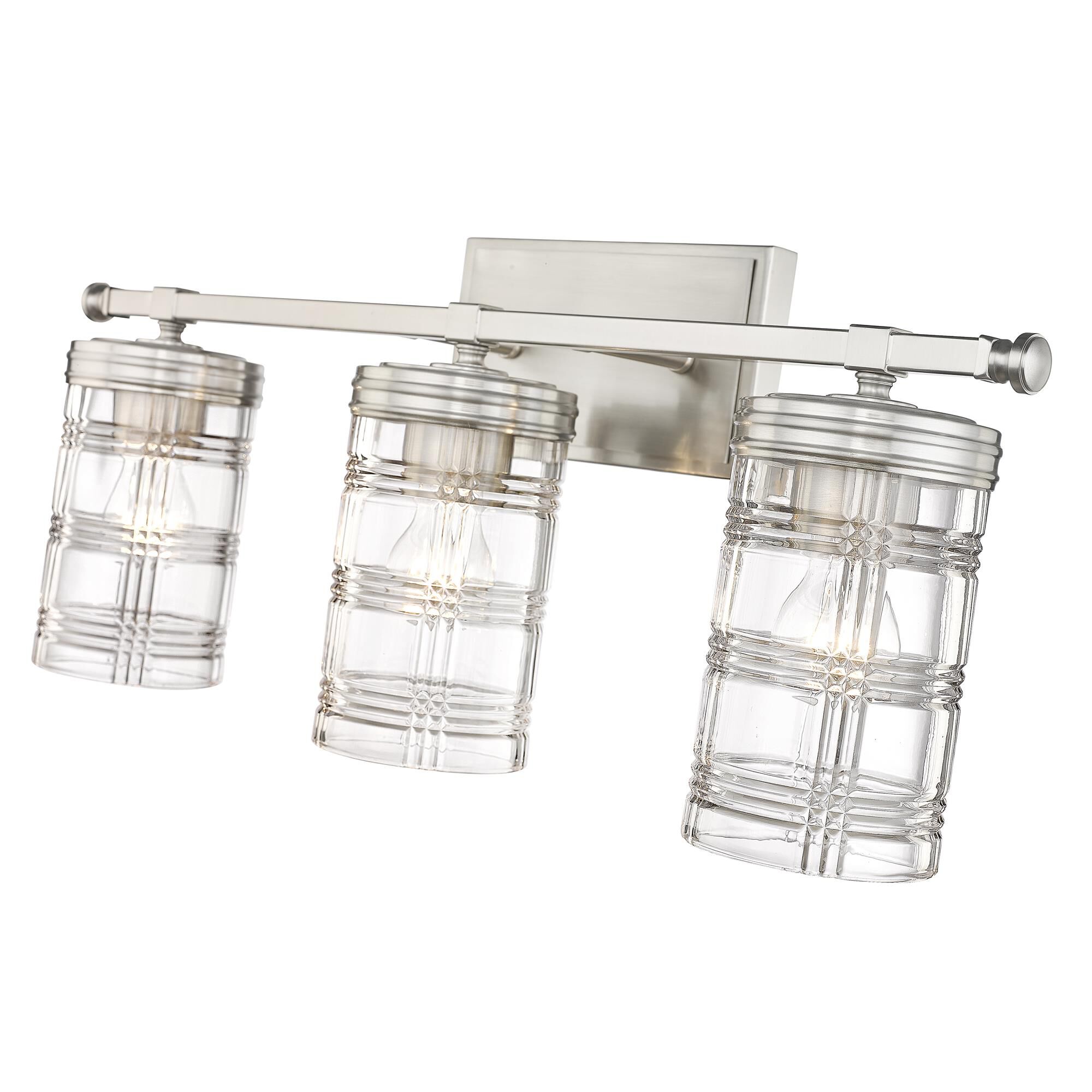 Shown in Brushed Nickel finish and Clear glass