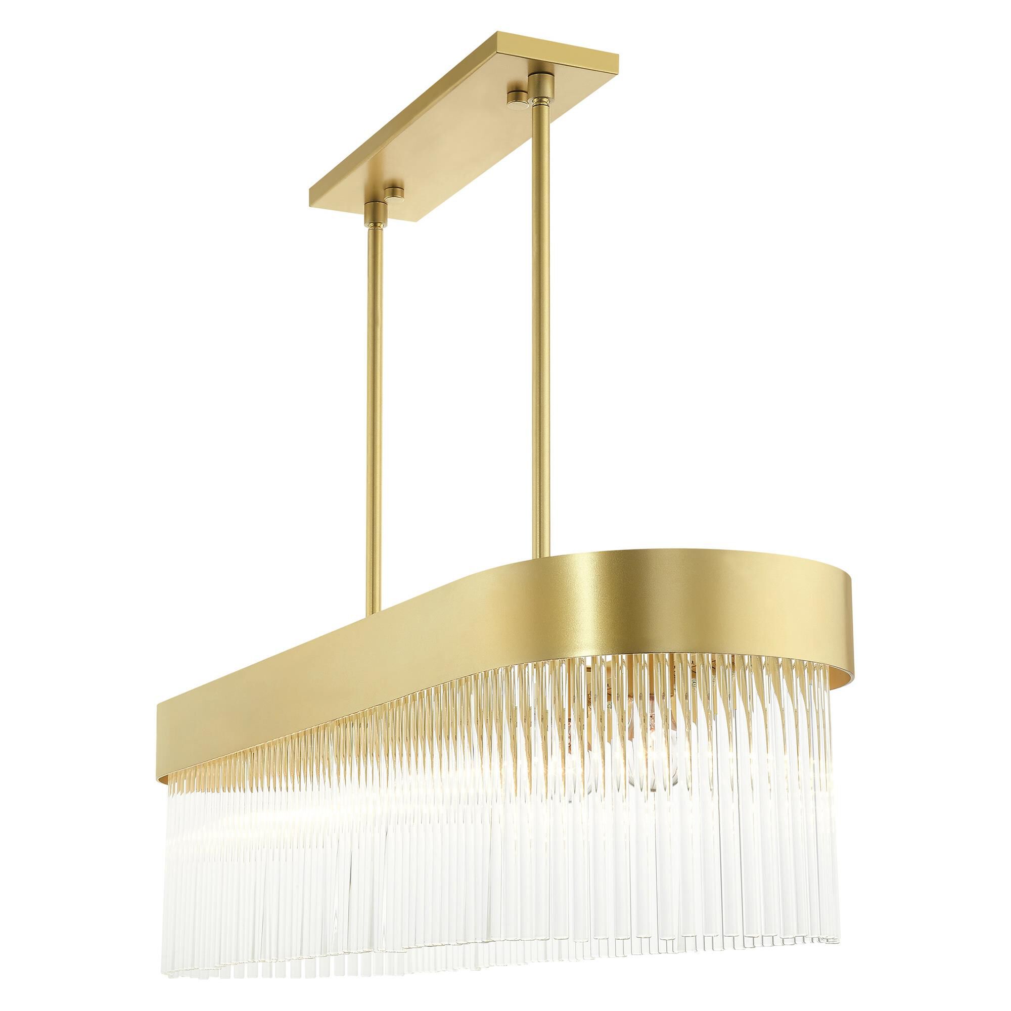 Shown in Solid Gold finish and Soft Gold Drum Shade With Clear Crystal Rods glass and Soft Gold Drum  With Clear Crystal Rods shade