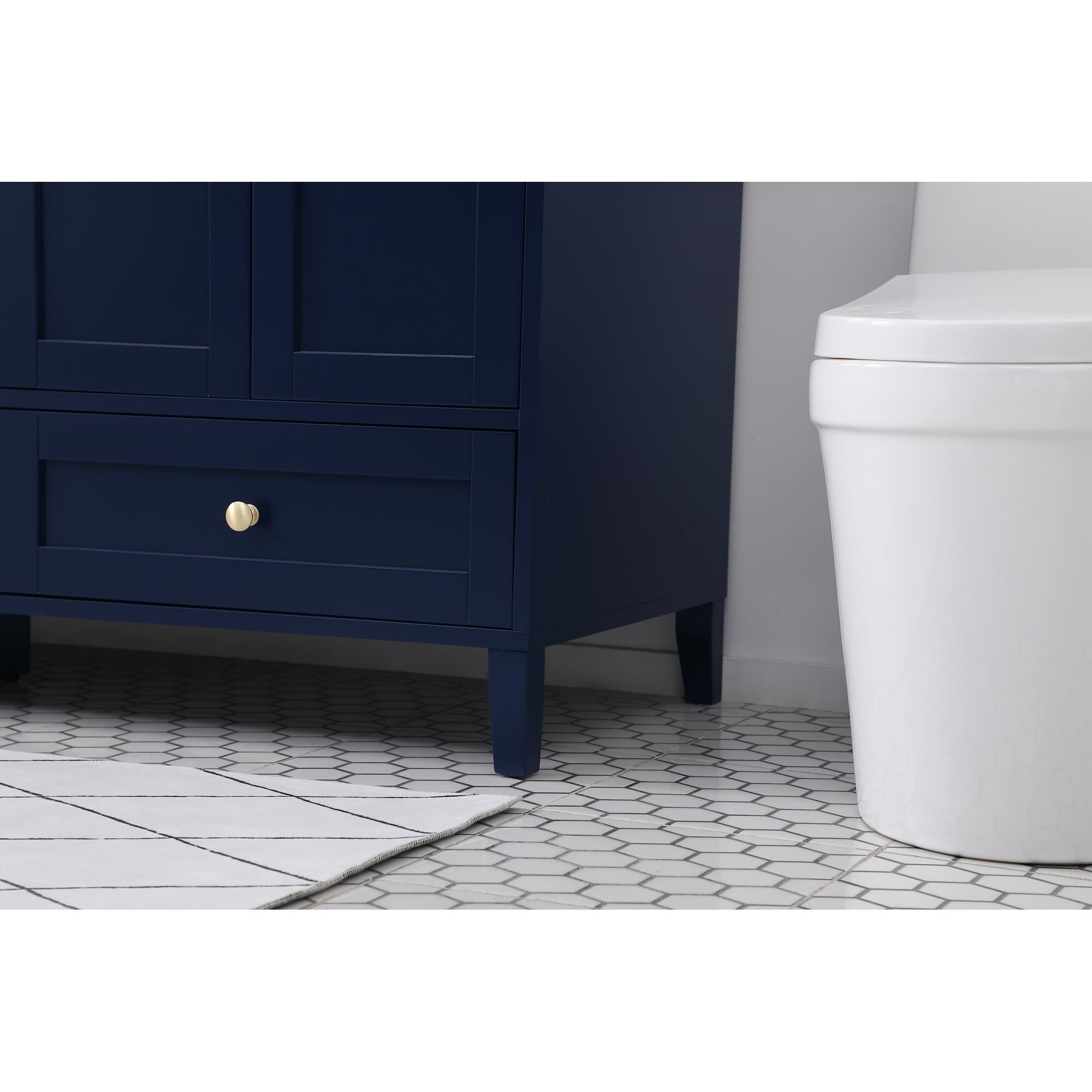 Shown in Blue And Gold With Calacatta Quartz finish