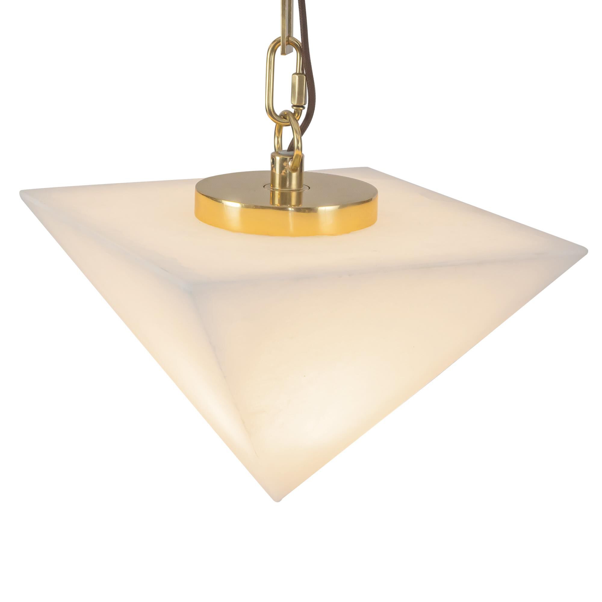 Shown in Patina Brass finish and Alabaster glass