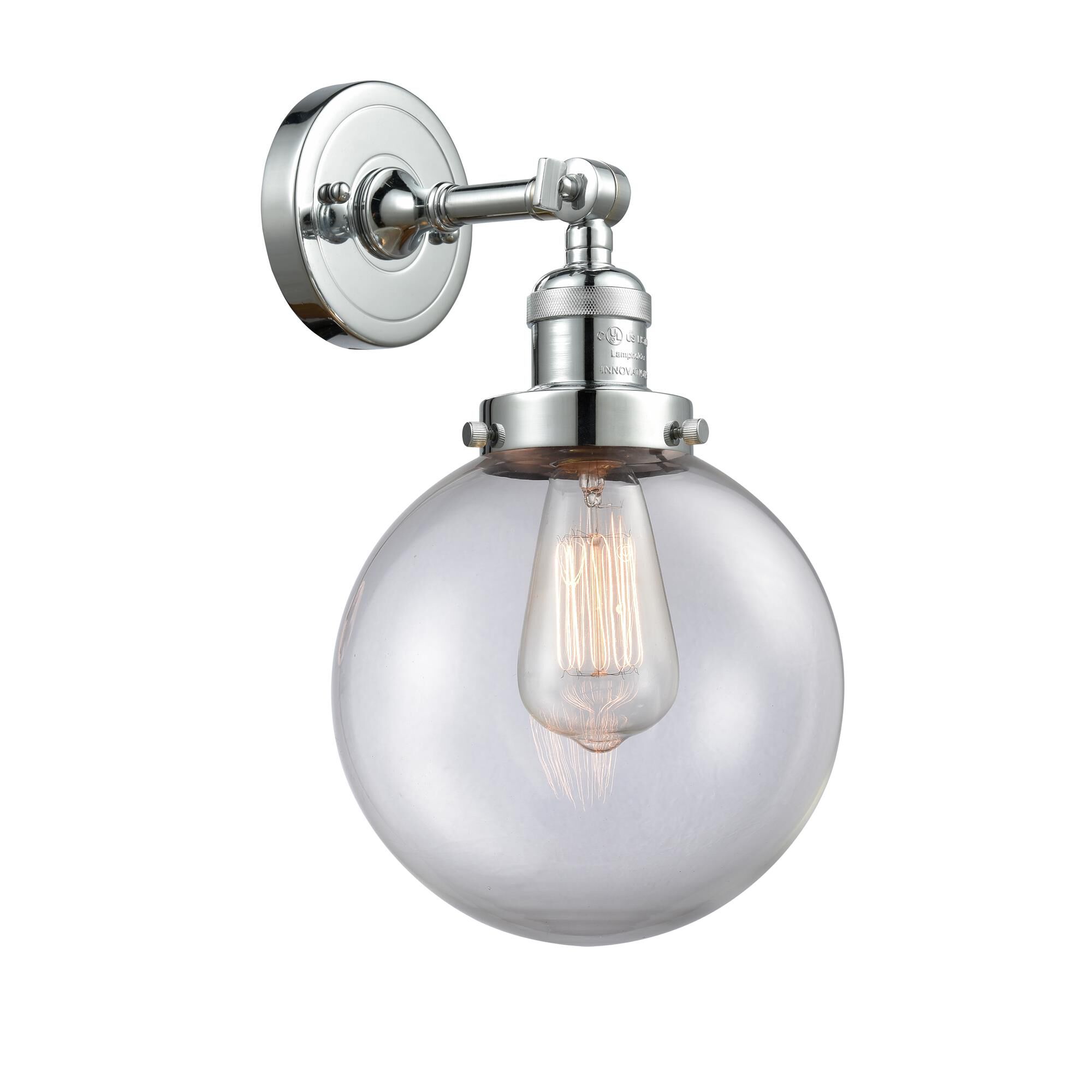 Shown in Polished Chrome finish and Clear glass