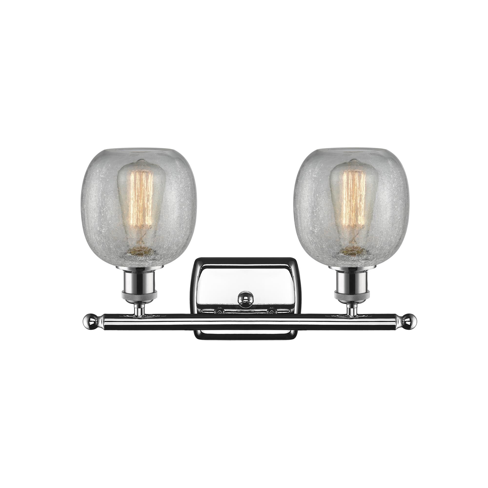 Shown in Polished Chrome finish and Clear Crackle glass