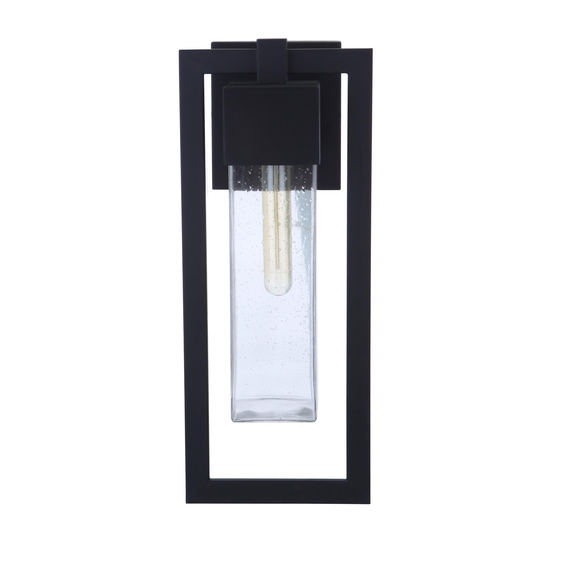 Shown in Midnight finish and Clear Seeded glass and Glass shade