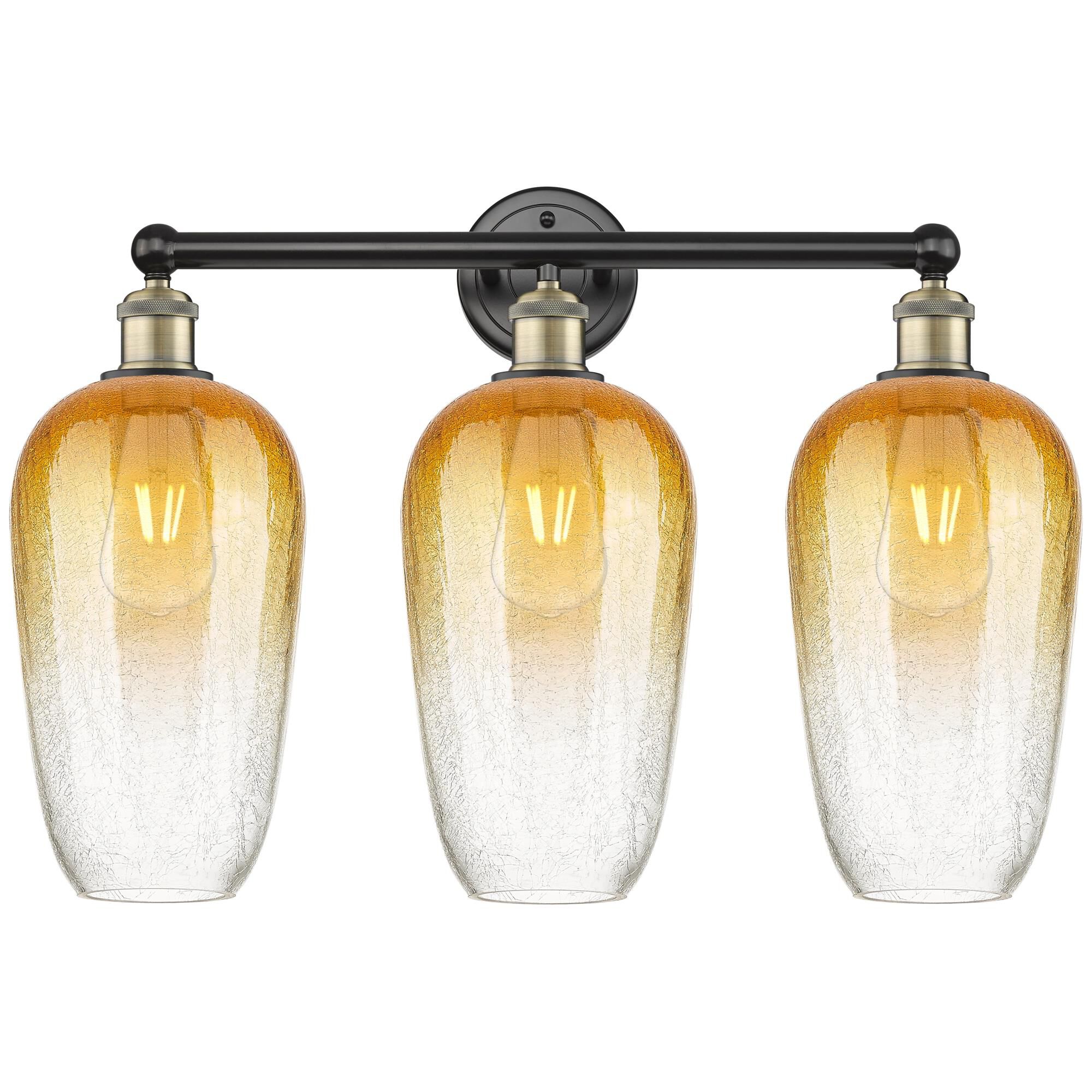 Shown in Black Antique Brass finish and Amber glass