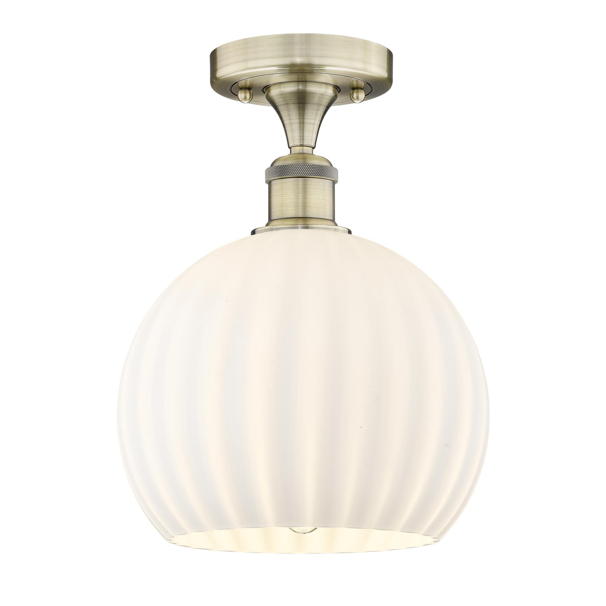 Shown in Antique Brass finish and White Venetian glass