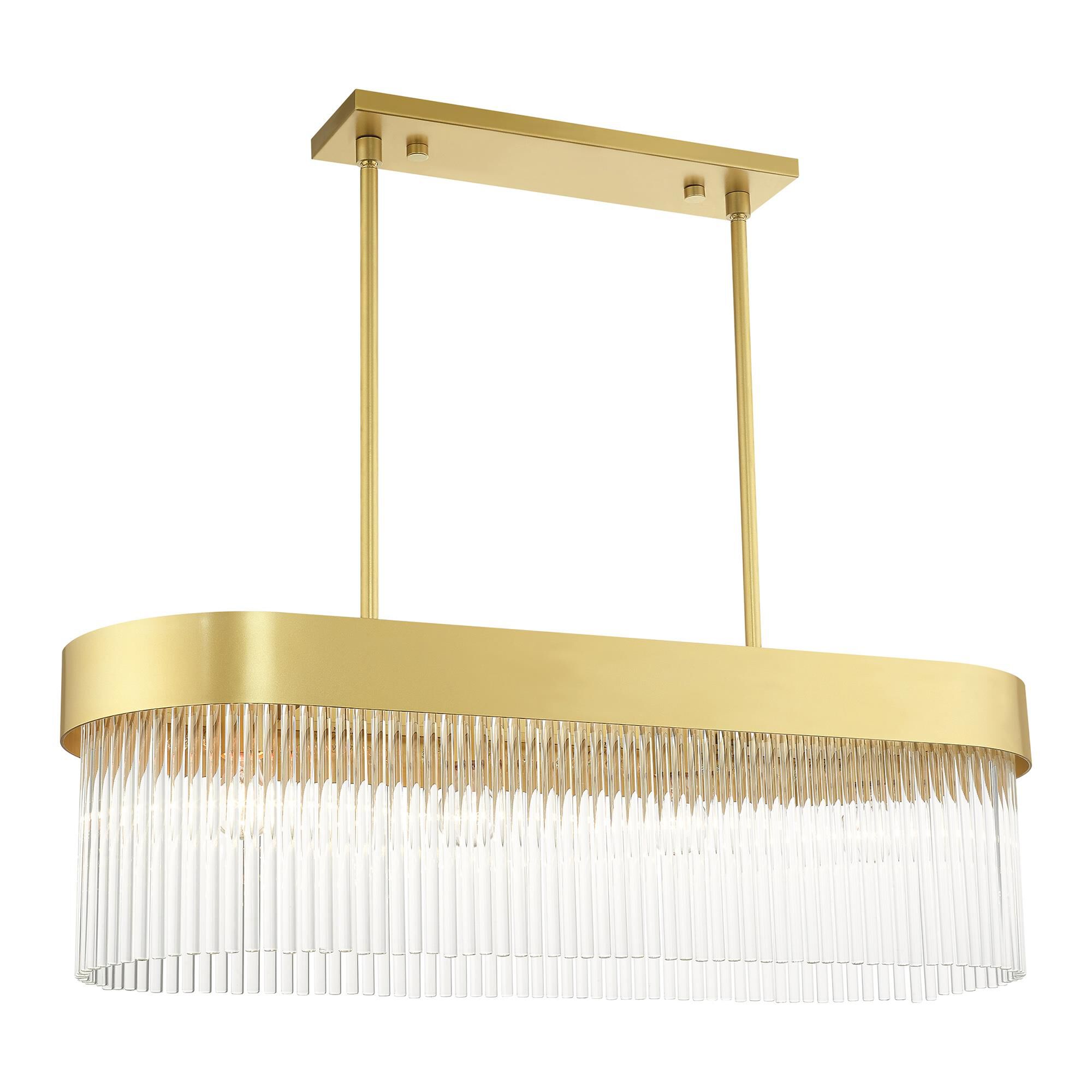 Shown in Solid Gold finish and Soft Gold Drum Shade With Clear Crystal Rods glass and Soft Gold Drum  With Clear Crystal Rods shade
