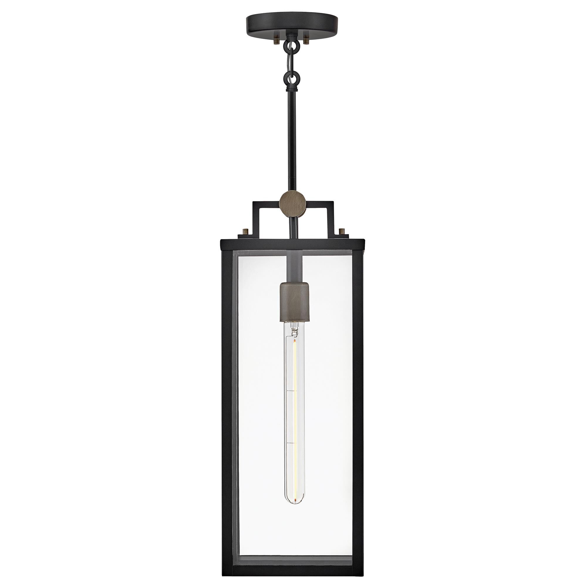 Shown in Black finish and Clear glass and Burnished Bronze accent