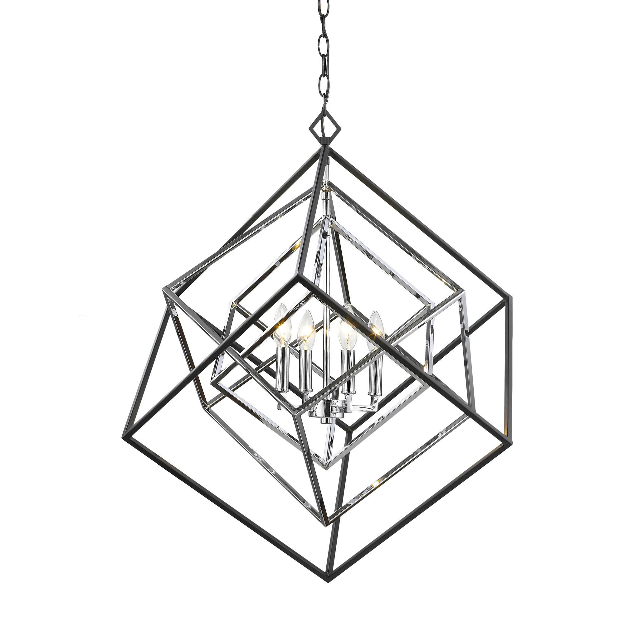 Shown in Chrome + Matte Black finish and --- glass and --- shade