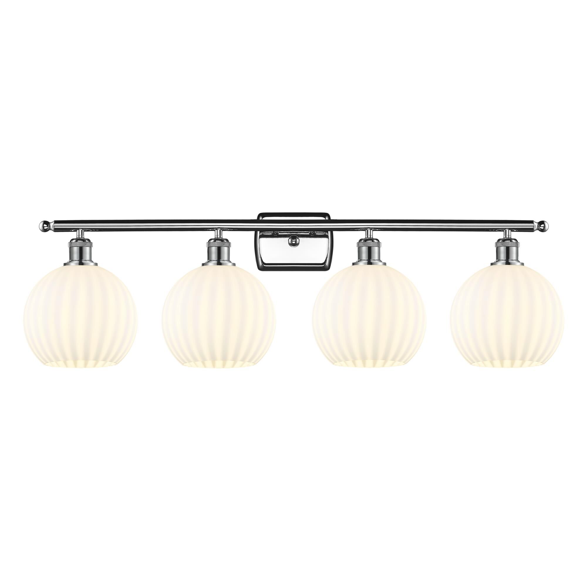 Shown in Polished Chrome finish and White Venetian glass