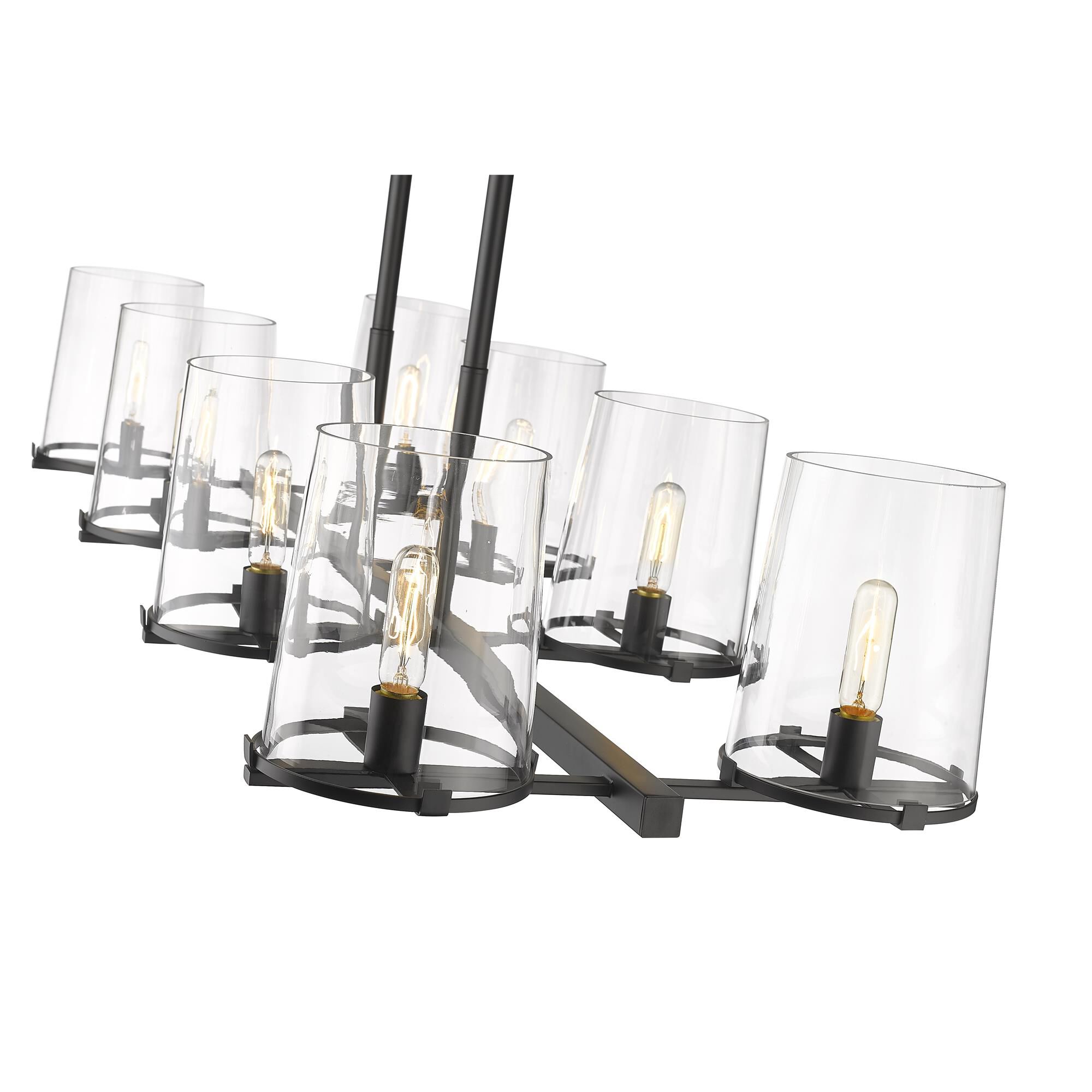 Shown in Matte Black finish and Glass shade