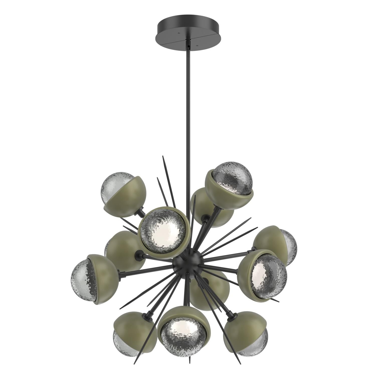 Shown in Matte Black finish and Smoke glass and Sage Green accent