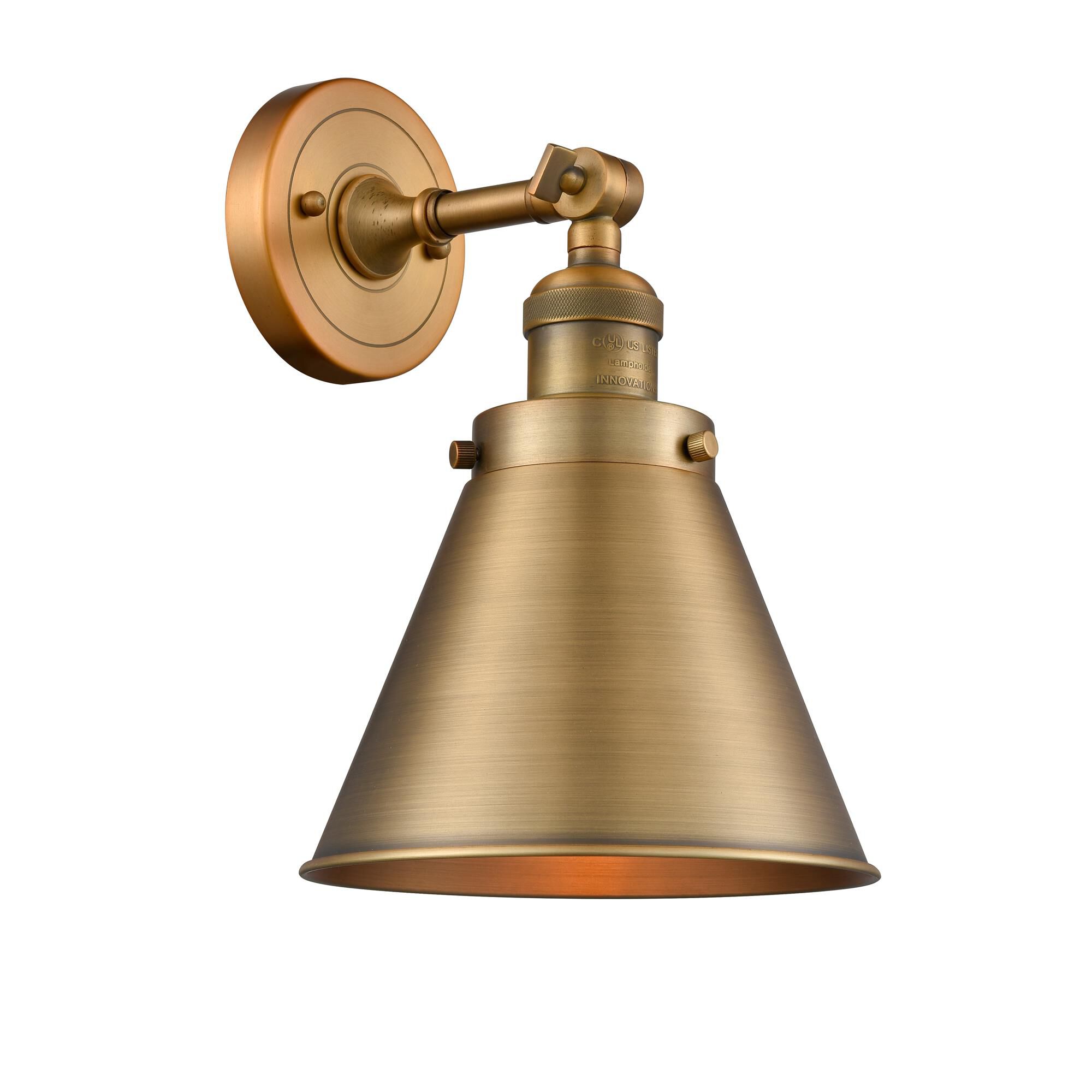 Shown in Brushed Brass finish and Brushed Brass shade