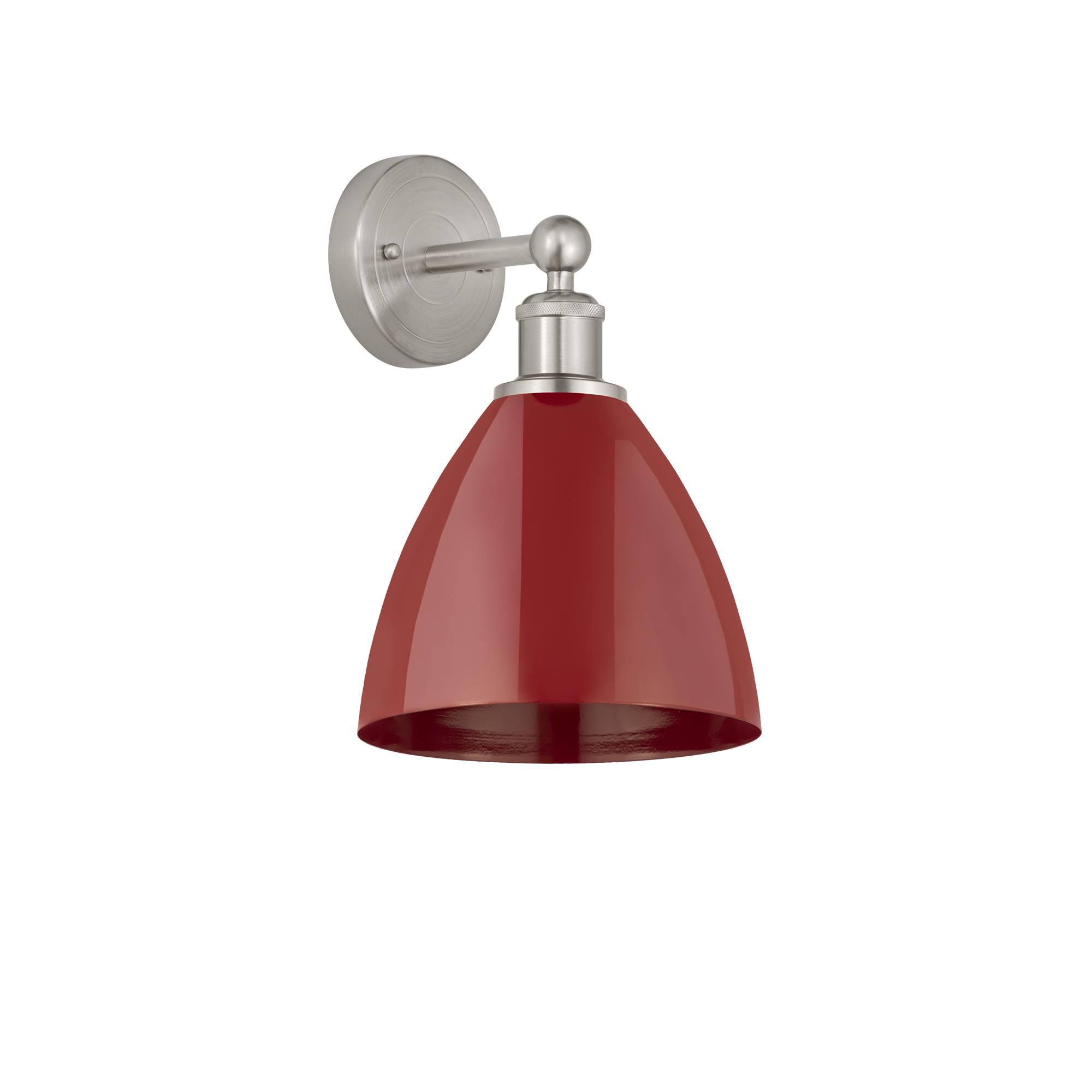 Shown in Brushed Satin Nickel and Red finish and Red Metal shade