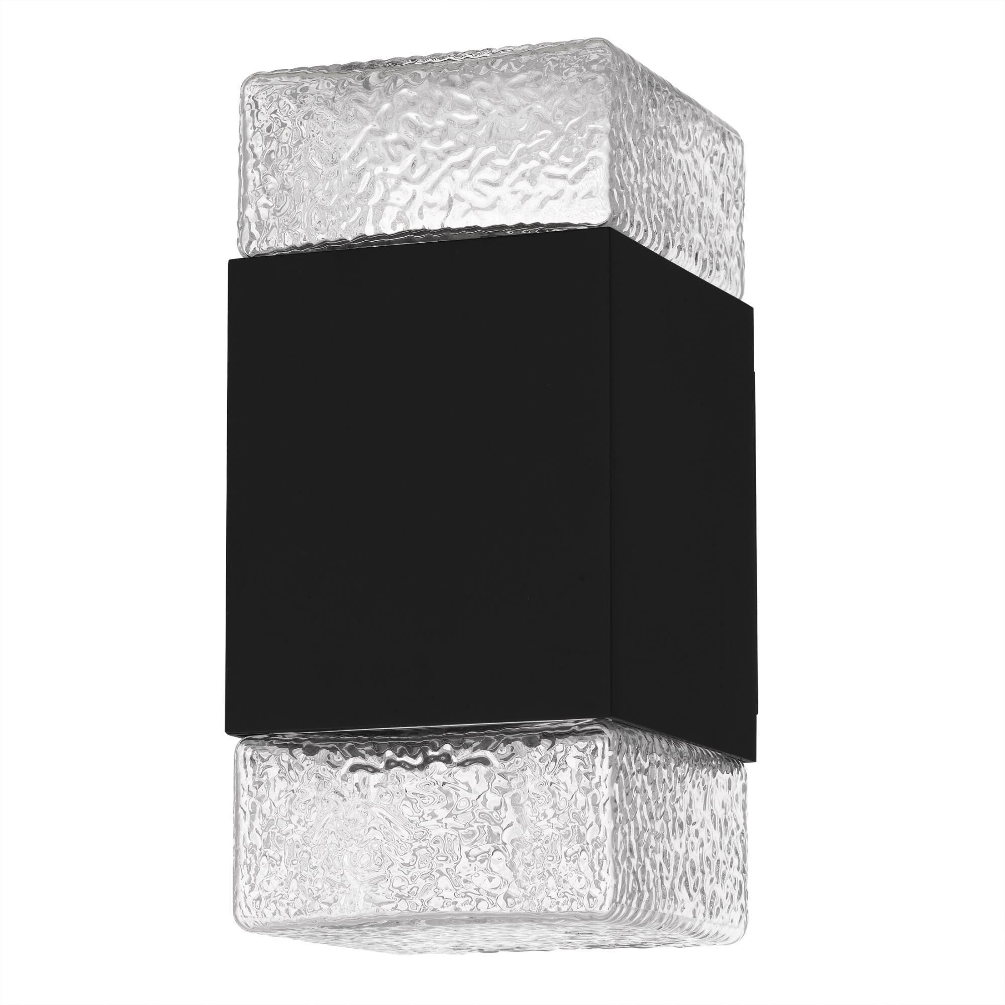Shown in Matte Black finish and Clear Textured Glass shade