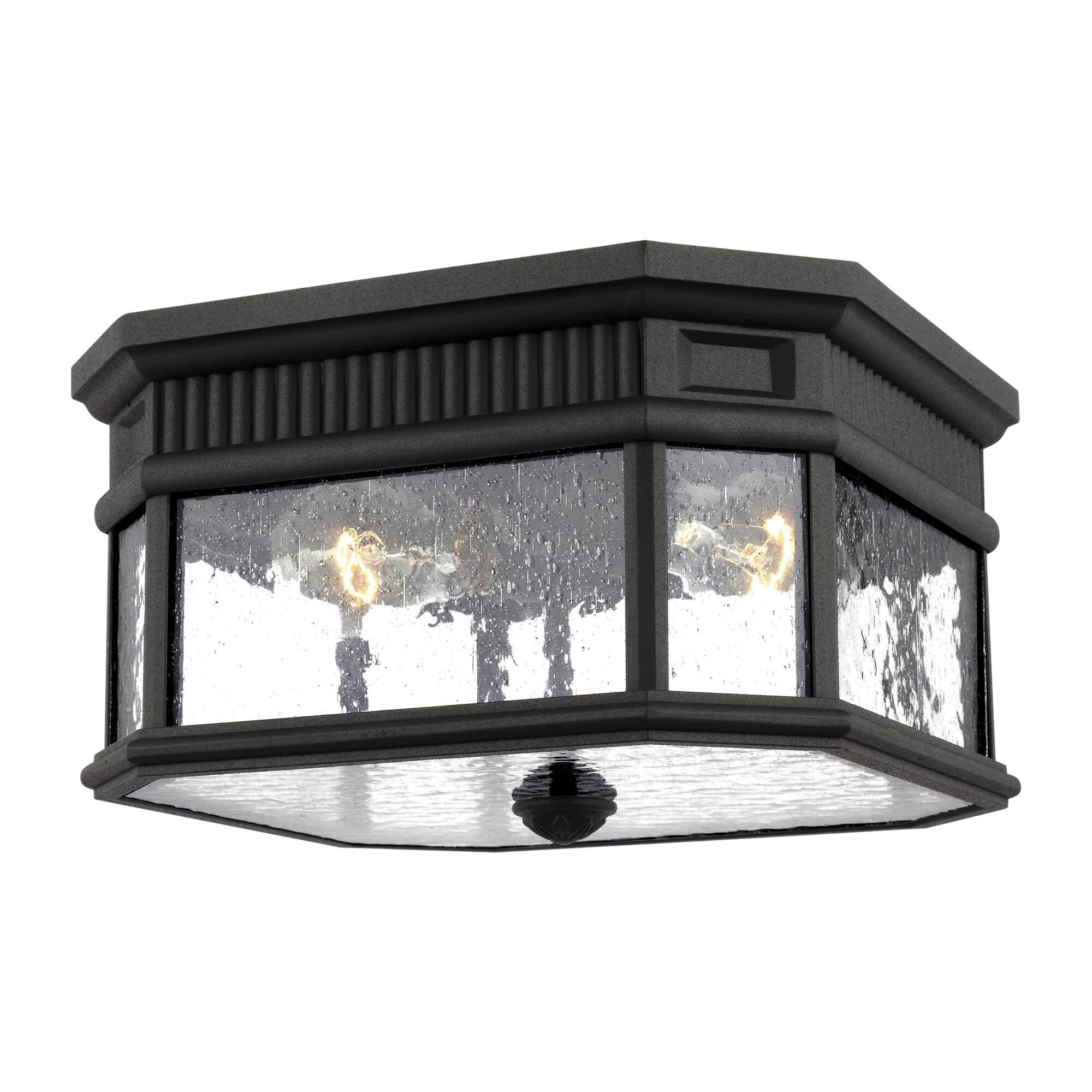 Shown in Black finish and Clear Seeded Panels glass