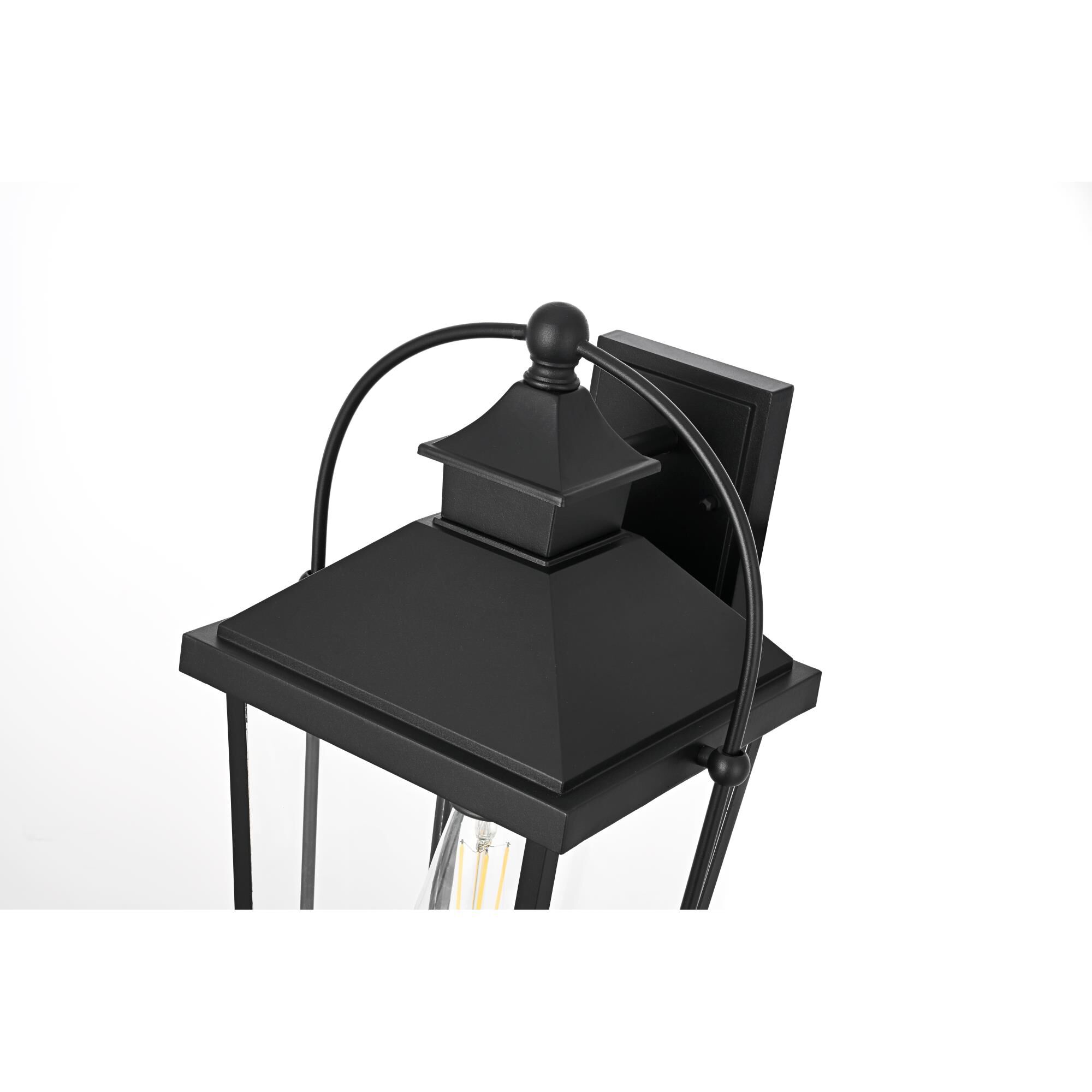 Shown in Black finish and Clear glass