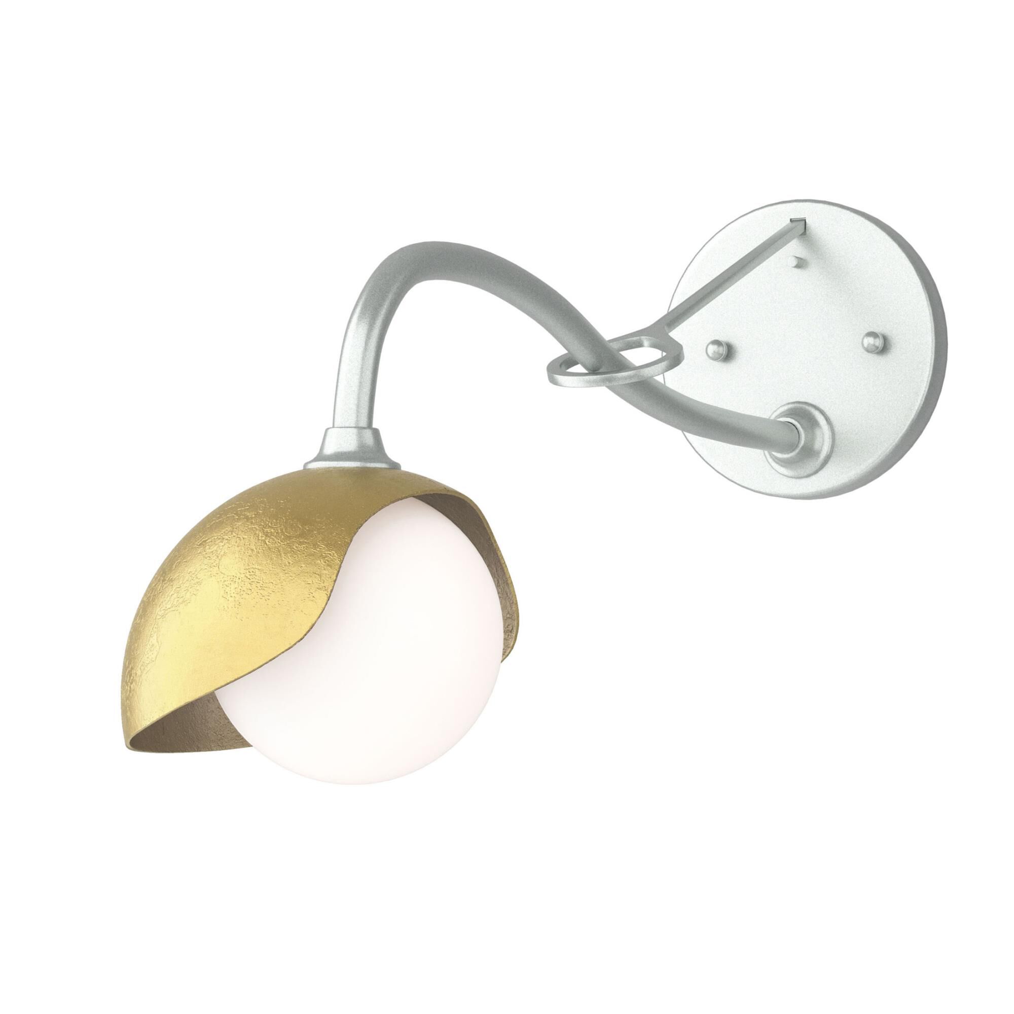 Shown in Vintage Platinum finish and Opal glass and Modern Brass (86) accent