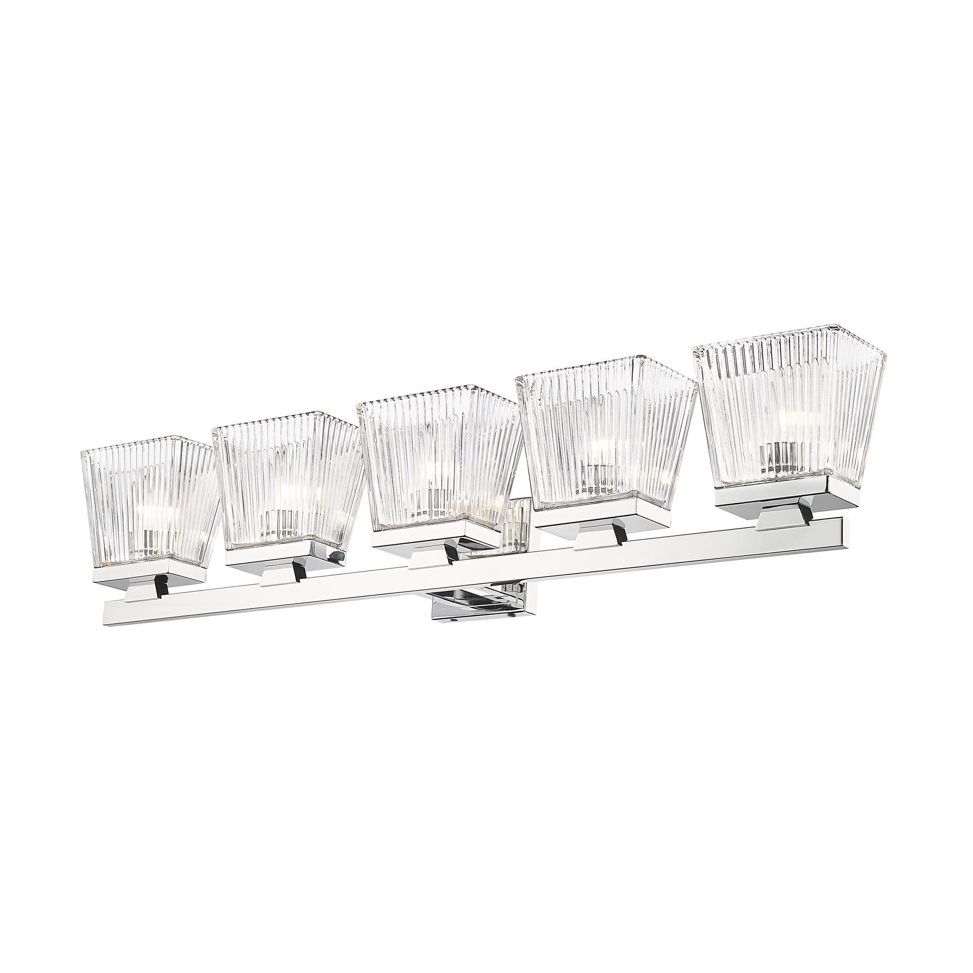 Shown in Chrome finish and Glass shade