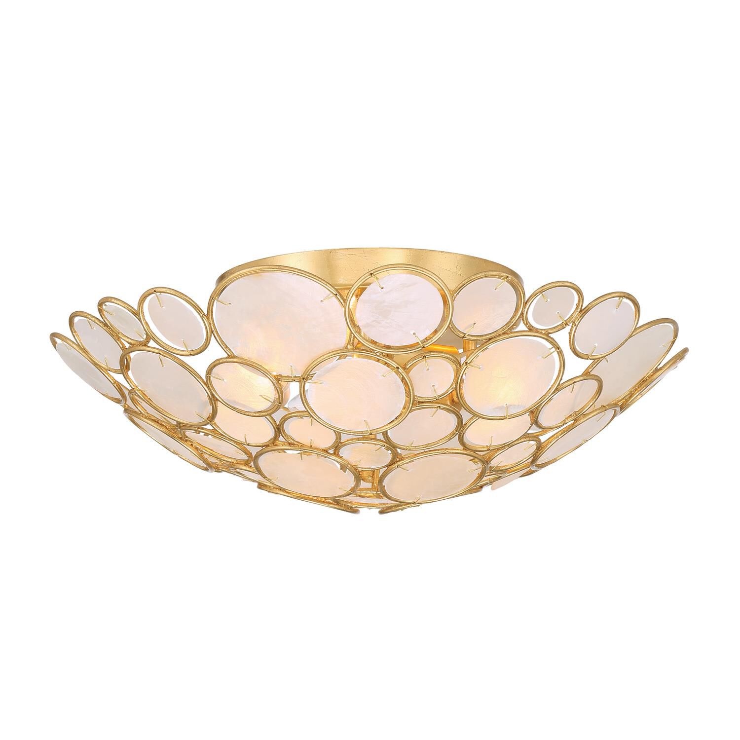 Shown in Antique Gold finish and Capiz Shell crystal
