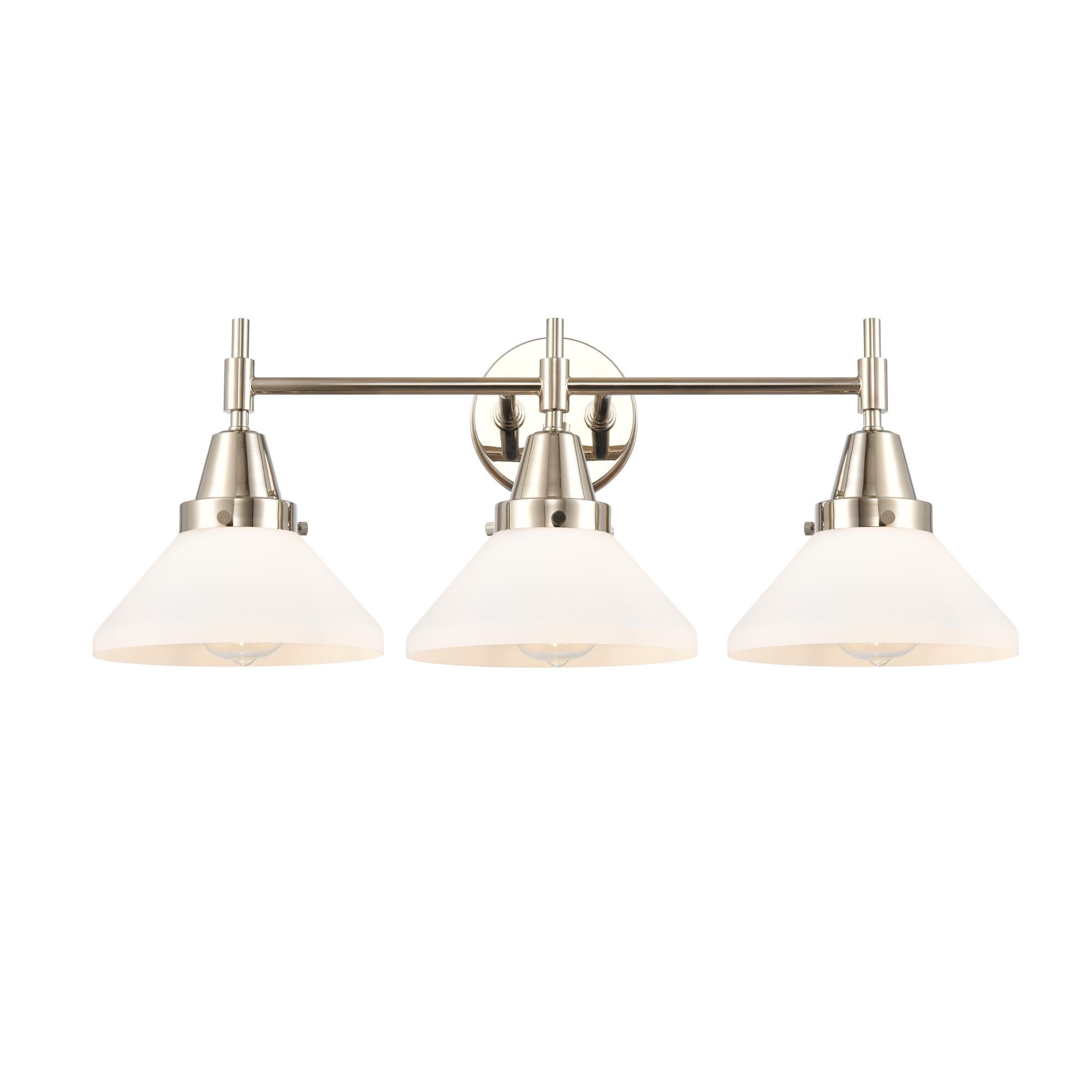 Shown in Polished Nickel finish and White Caden glass