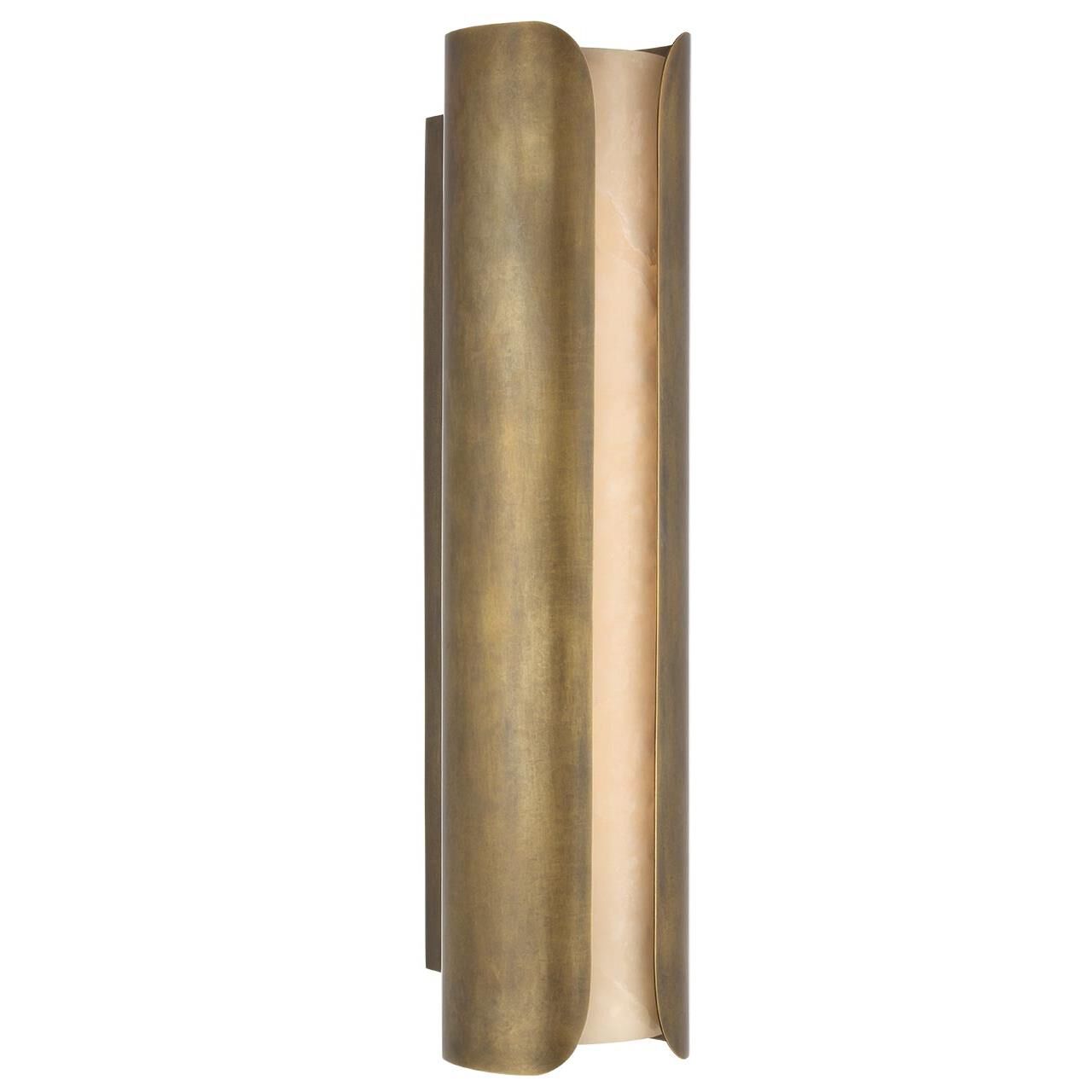 Shown in Mottled Brass finish and Alabaster shade