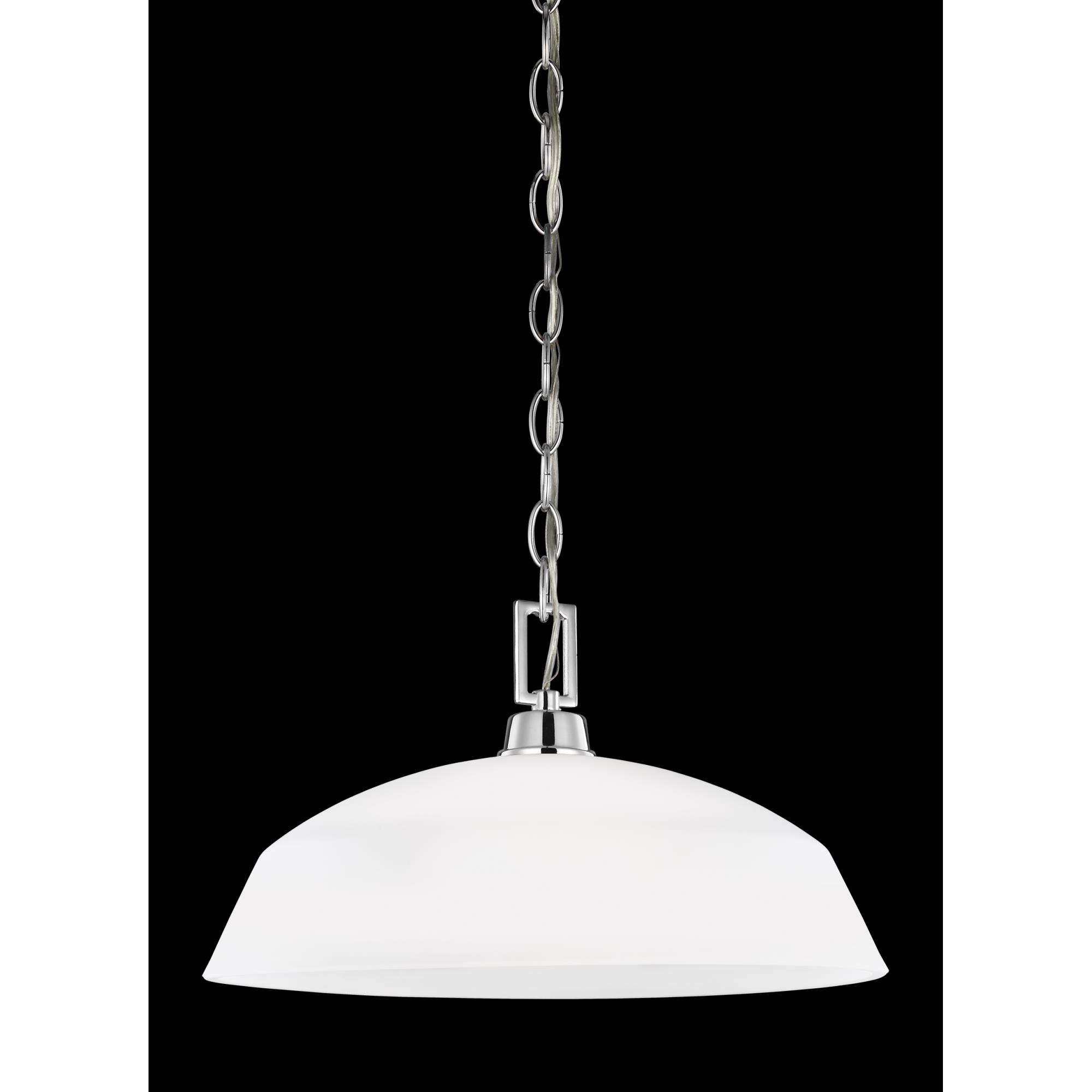 Shown in Chrome finish and Satin Etched  Shade glass and Satin Etched Glass shade