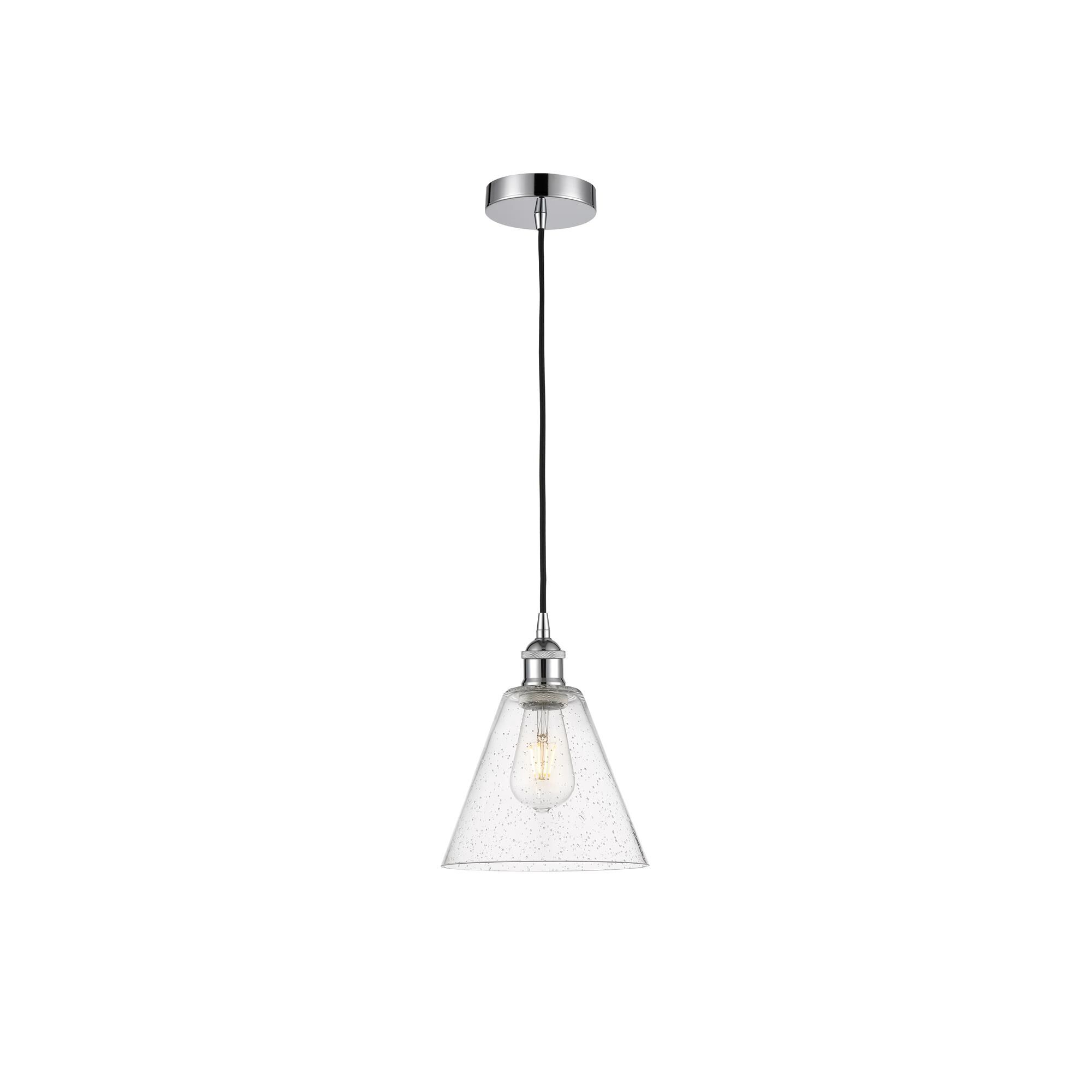 Shown in Polished Chrome finish and Seedy glass