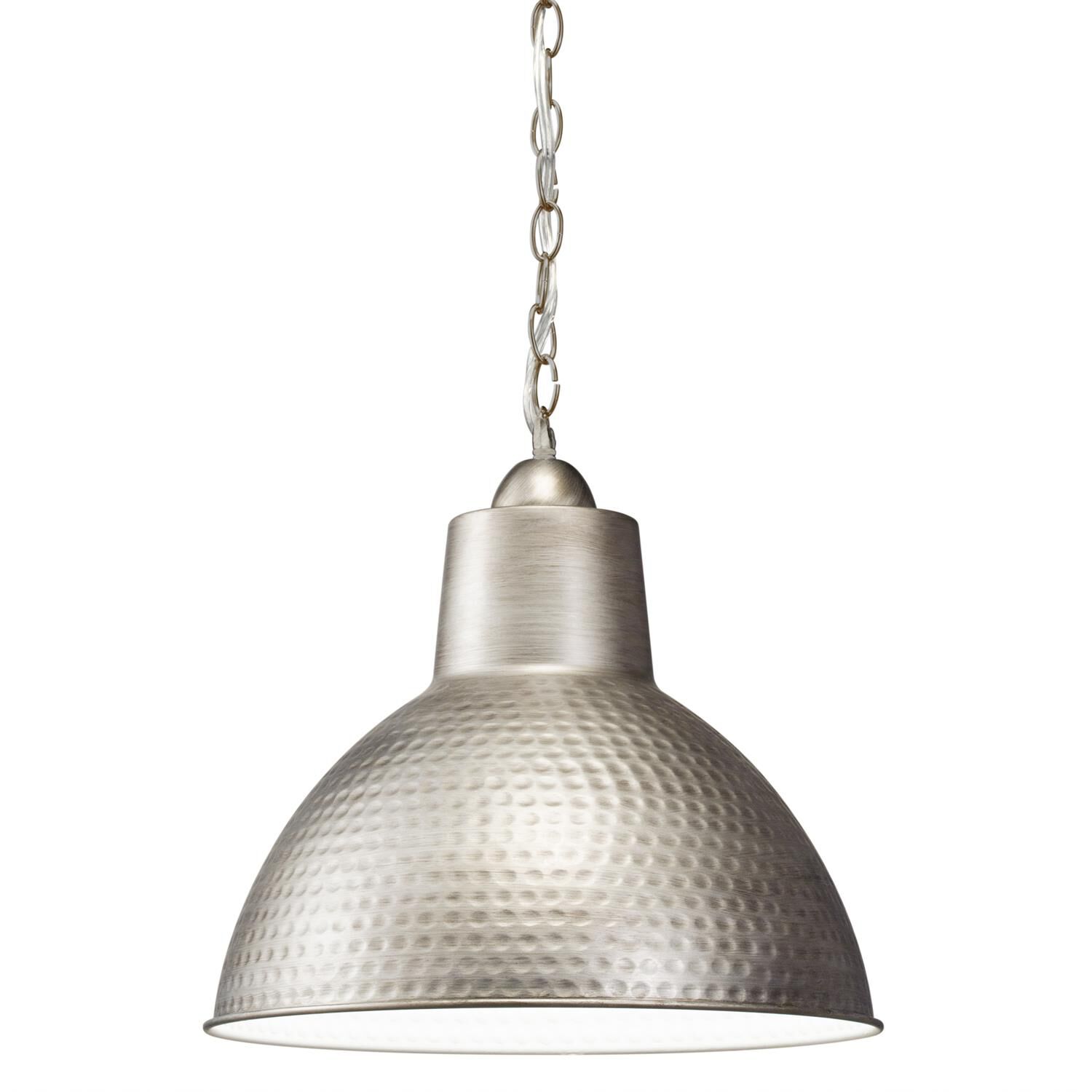 Shown in Antique Pewter finish and Metal W/ White Interior shade