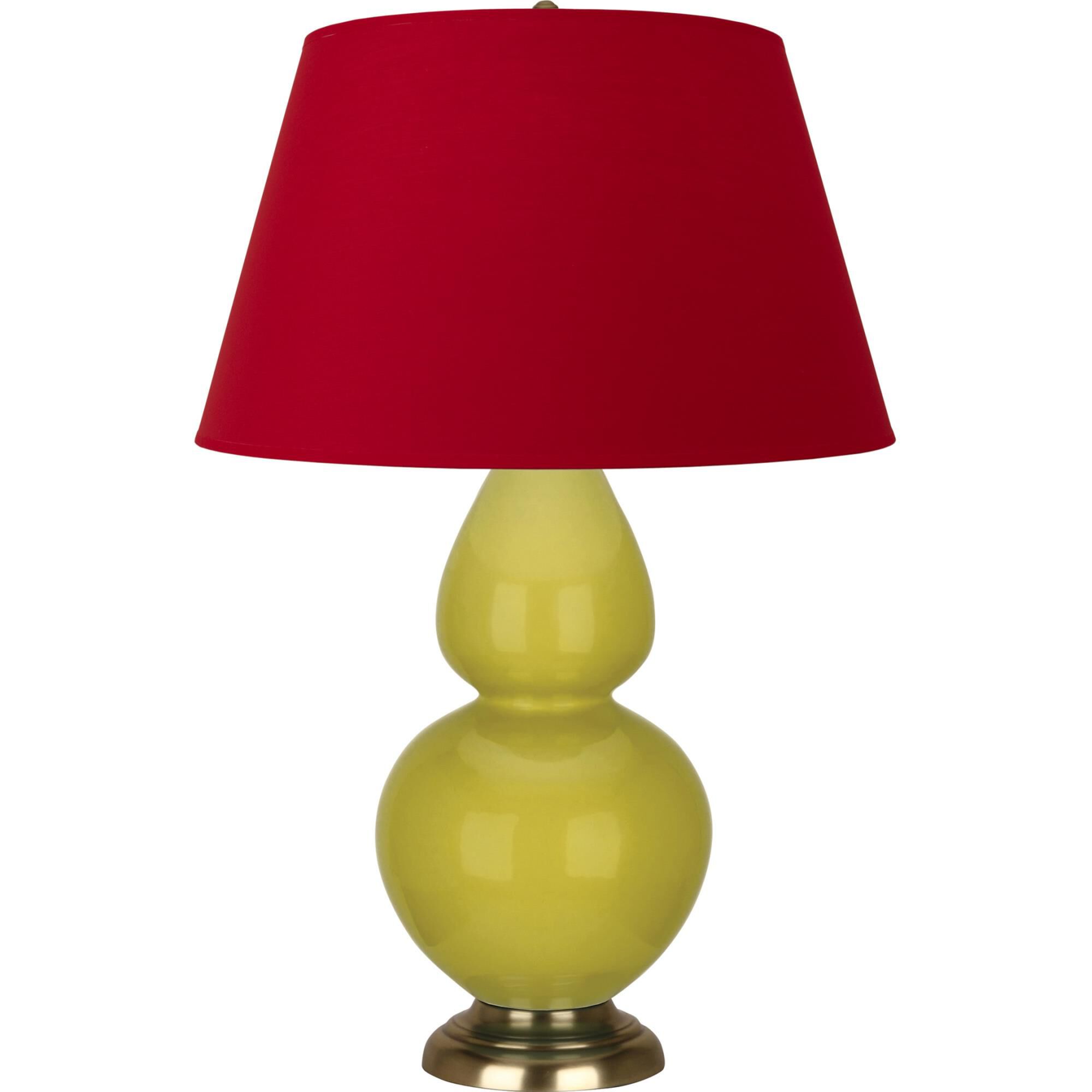 Shown in Citron finish and Black and Red shade and Antique Brass accent
